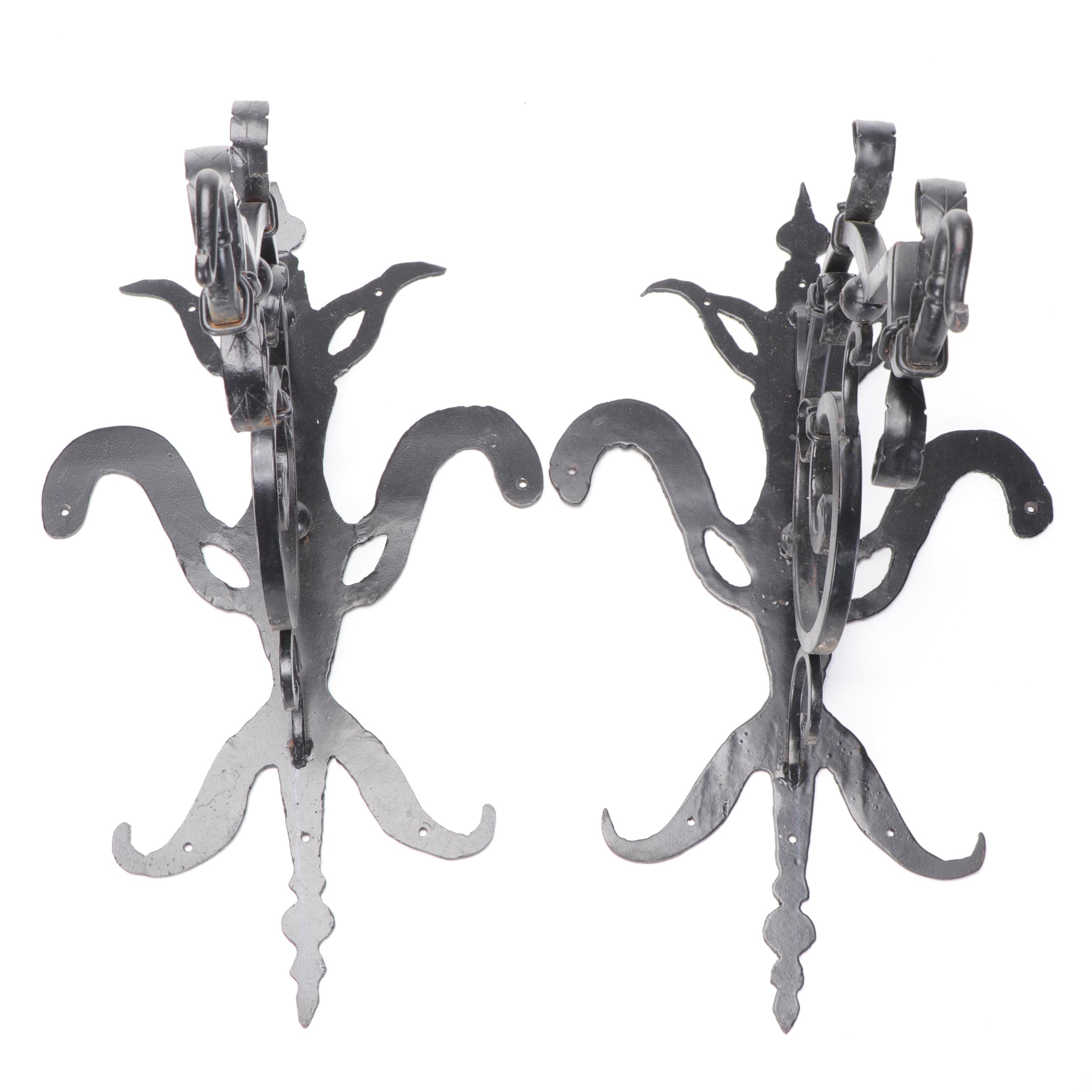Gothic Style Wrought Iron Wall Mounted Hooks