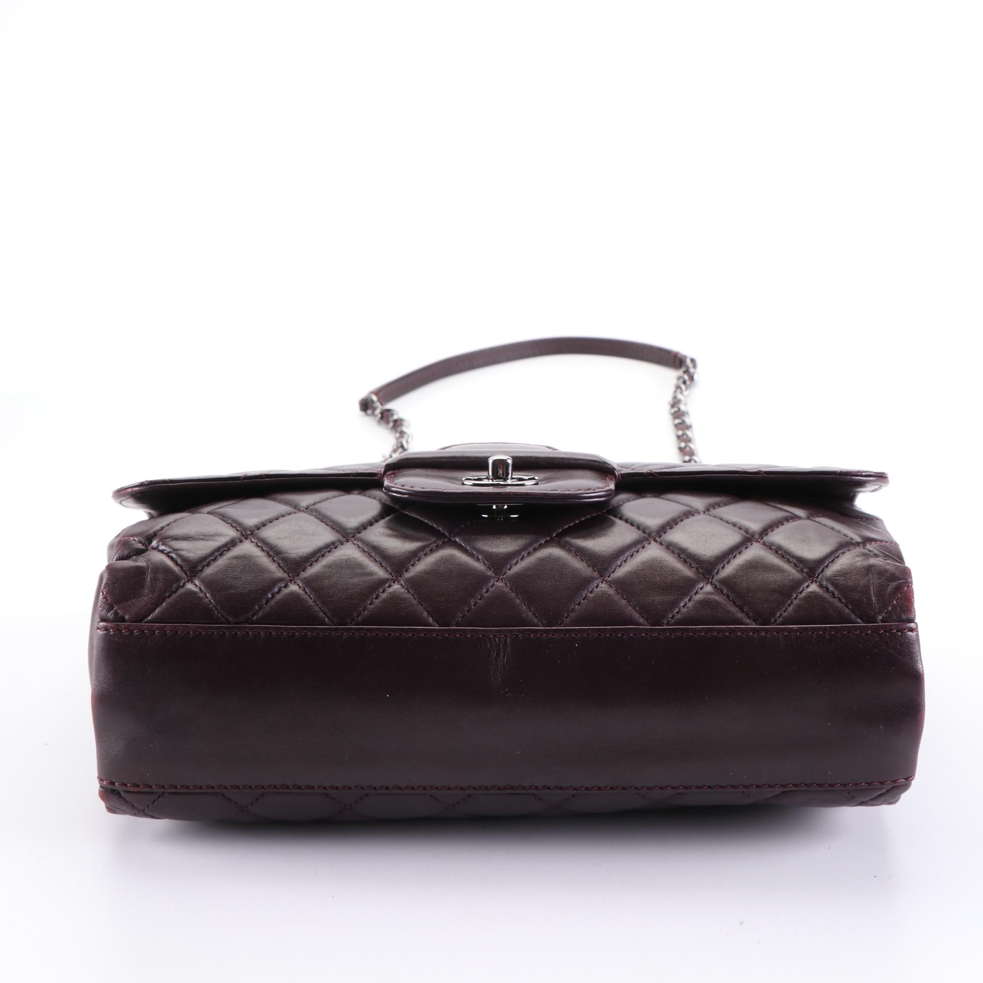 Chanel Jumbo Coco Loop Flap Shoulder Bag in Quilted Aubergine Lambskin Leather