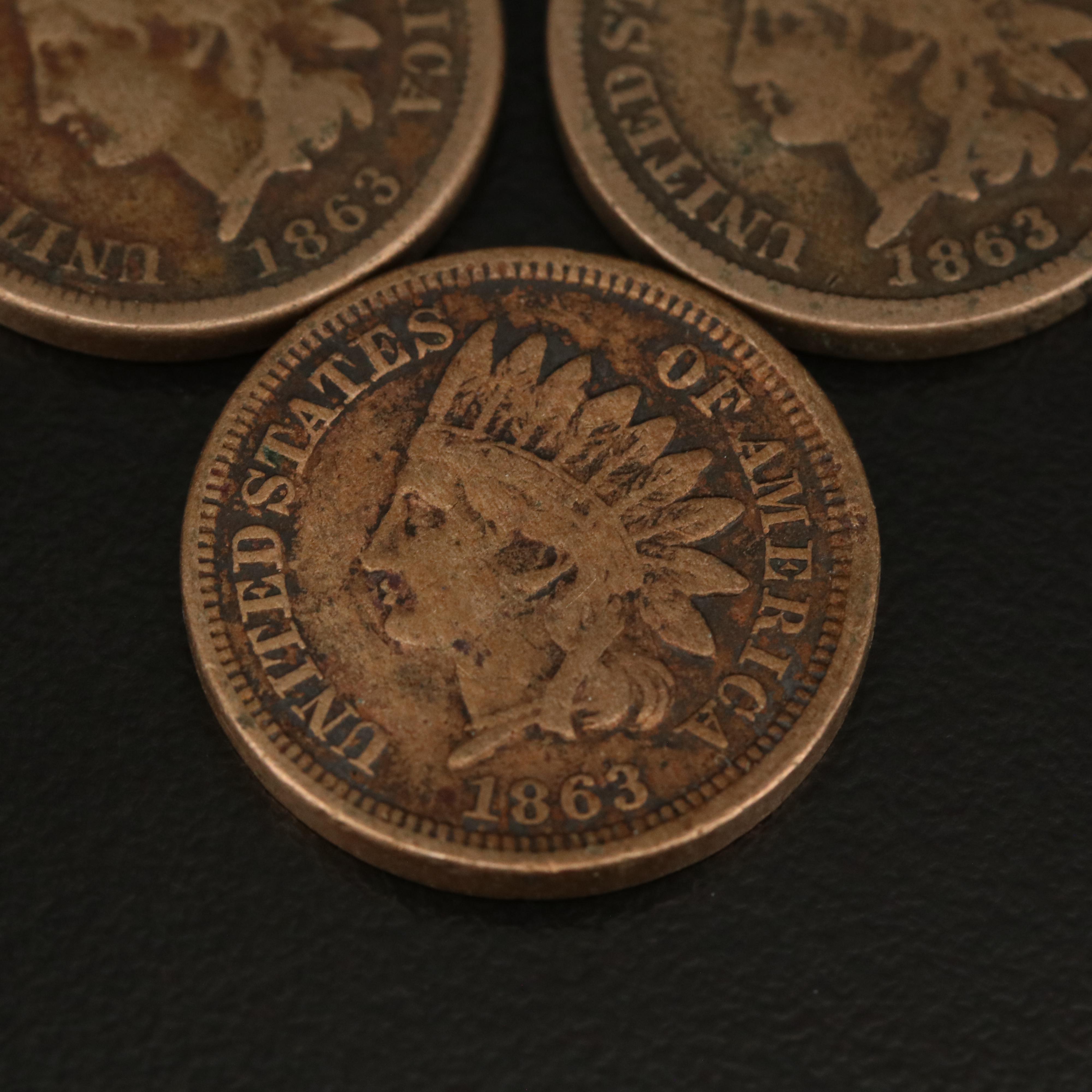 Ten 1863 Indian Cents