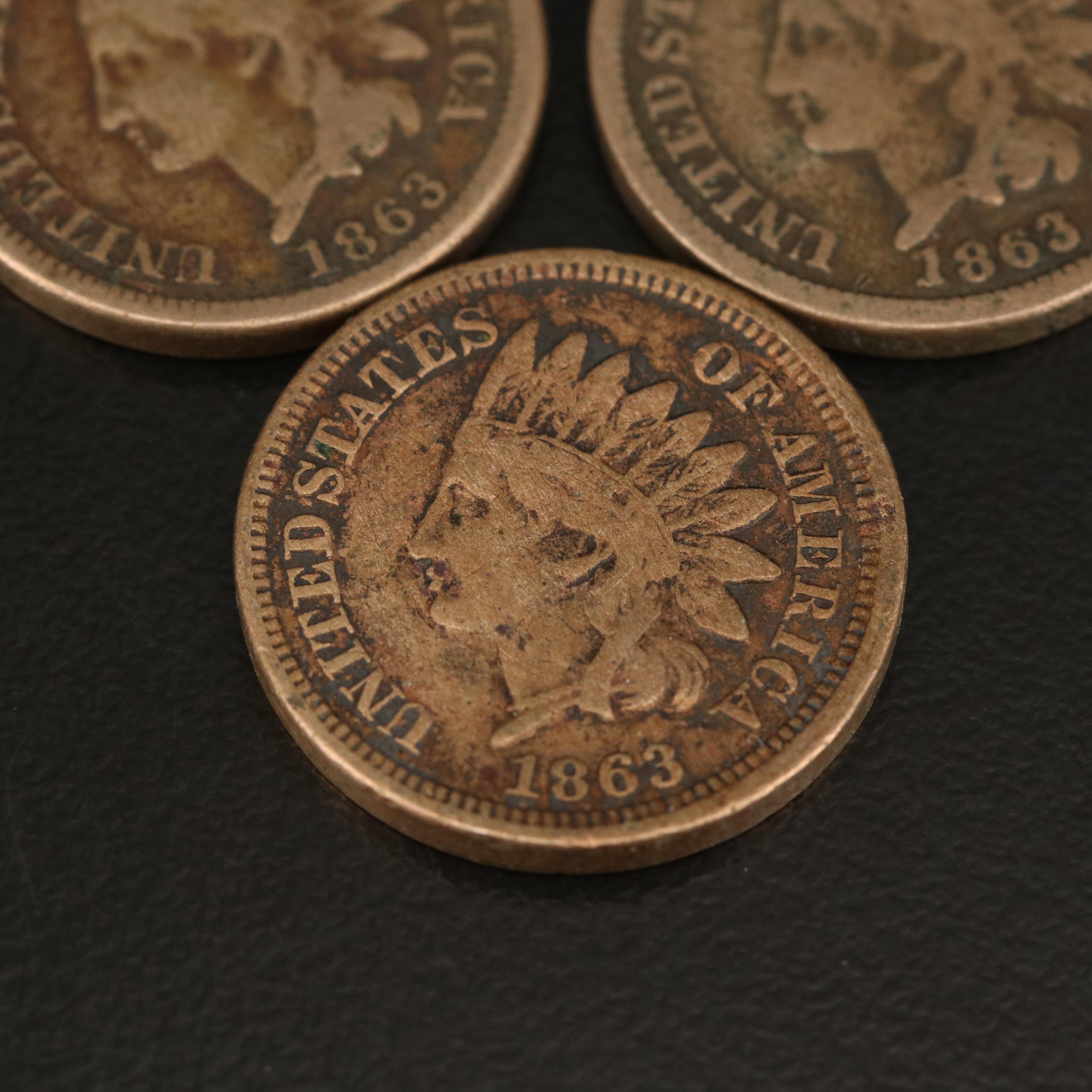 Ten 1863 Indian Cents