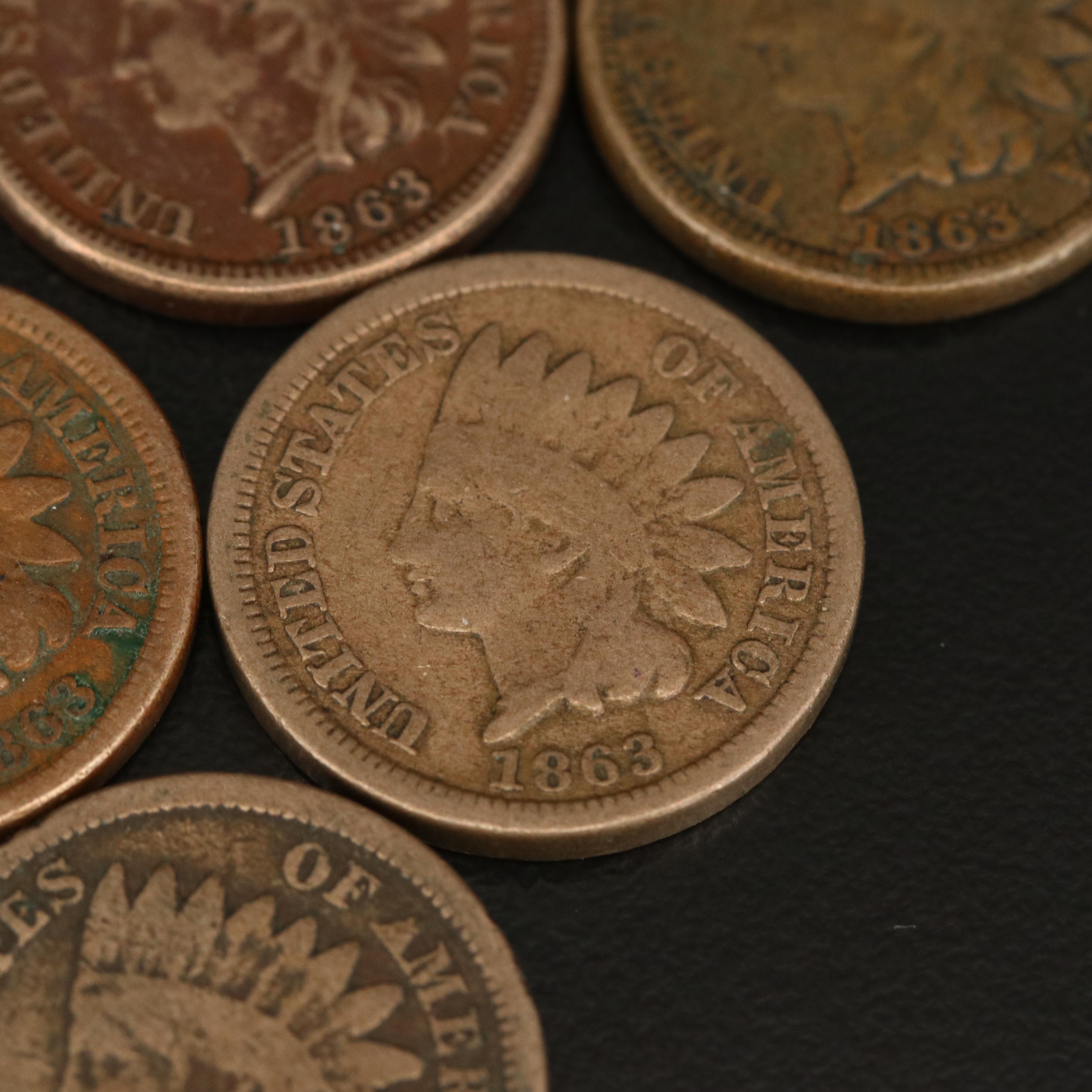 Ten 1863 Indian Cents