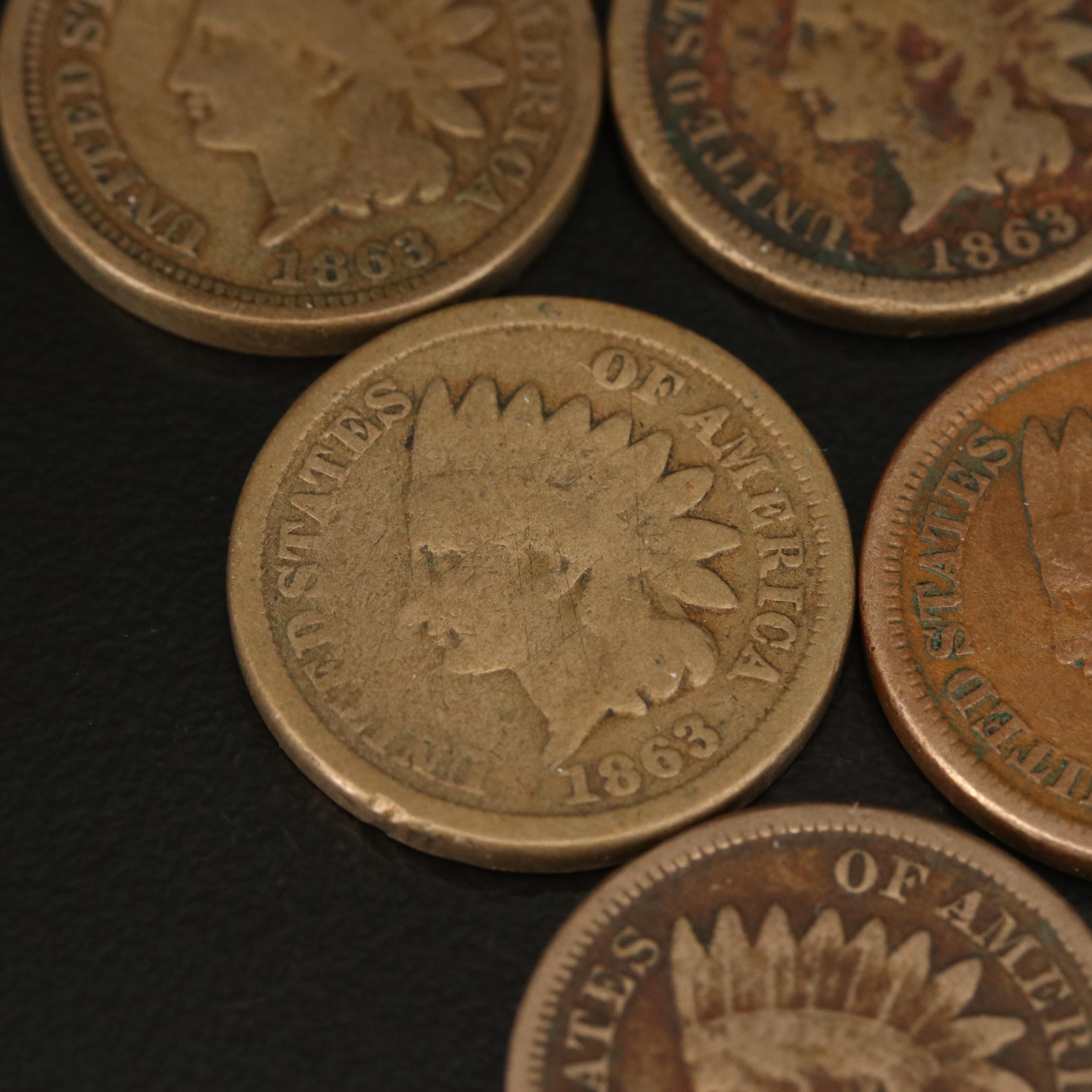 Ten 1863 Indian Cents