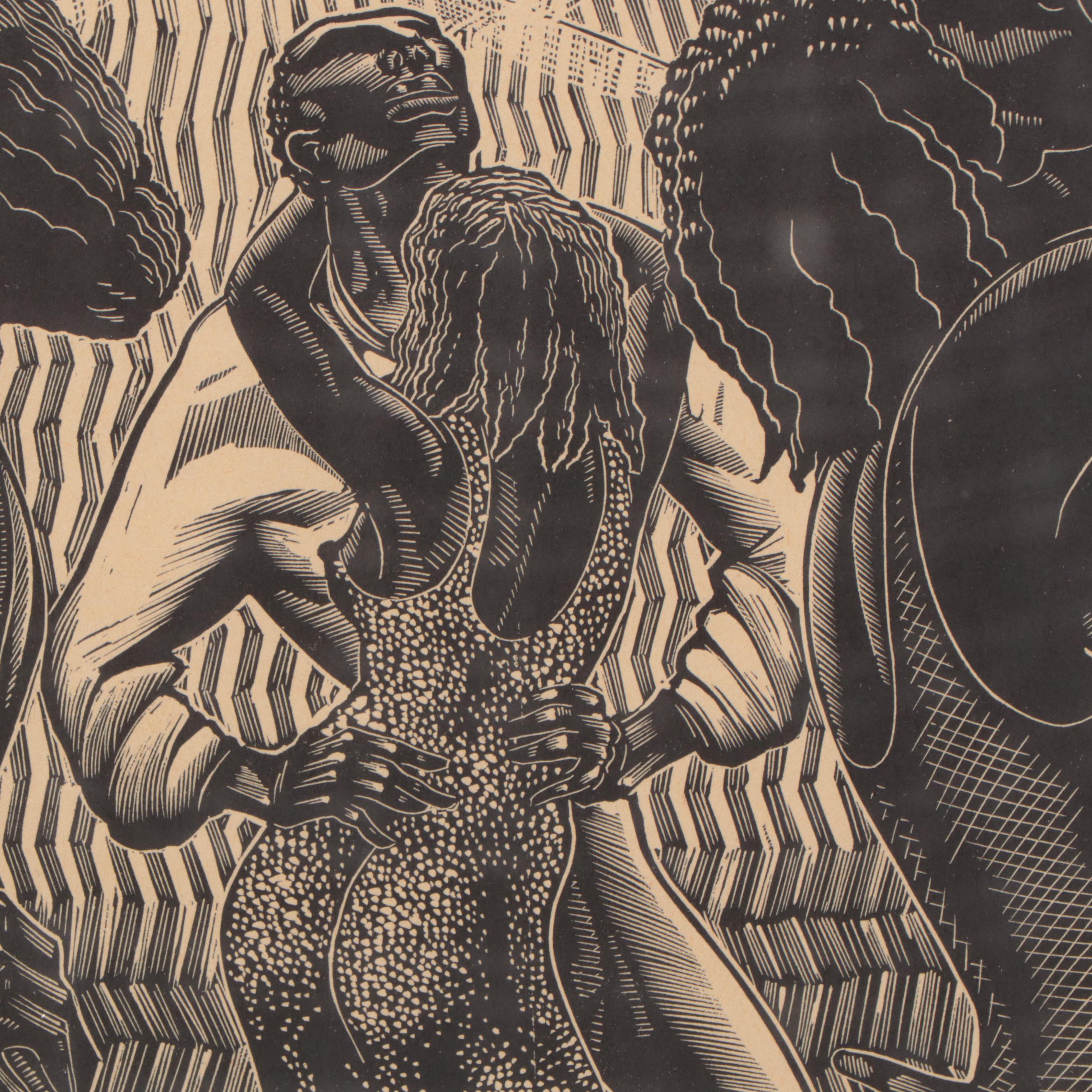 Earl Marshawn Washington Figurative Woodcuts After Gill and Ward