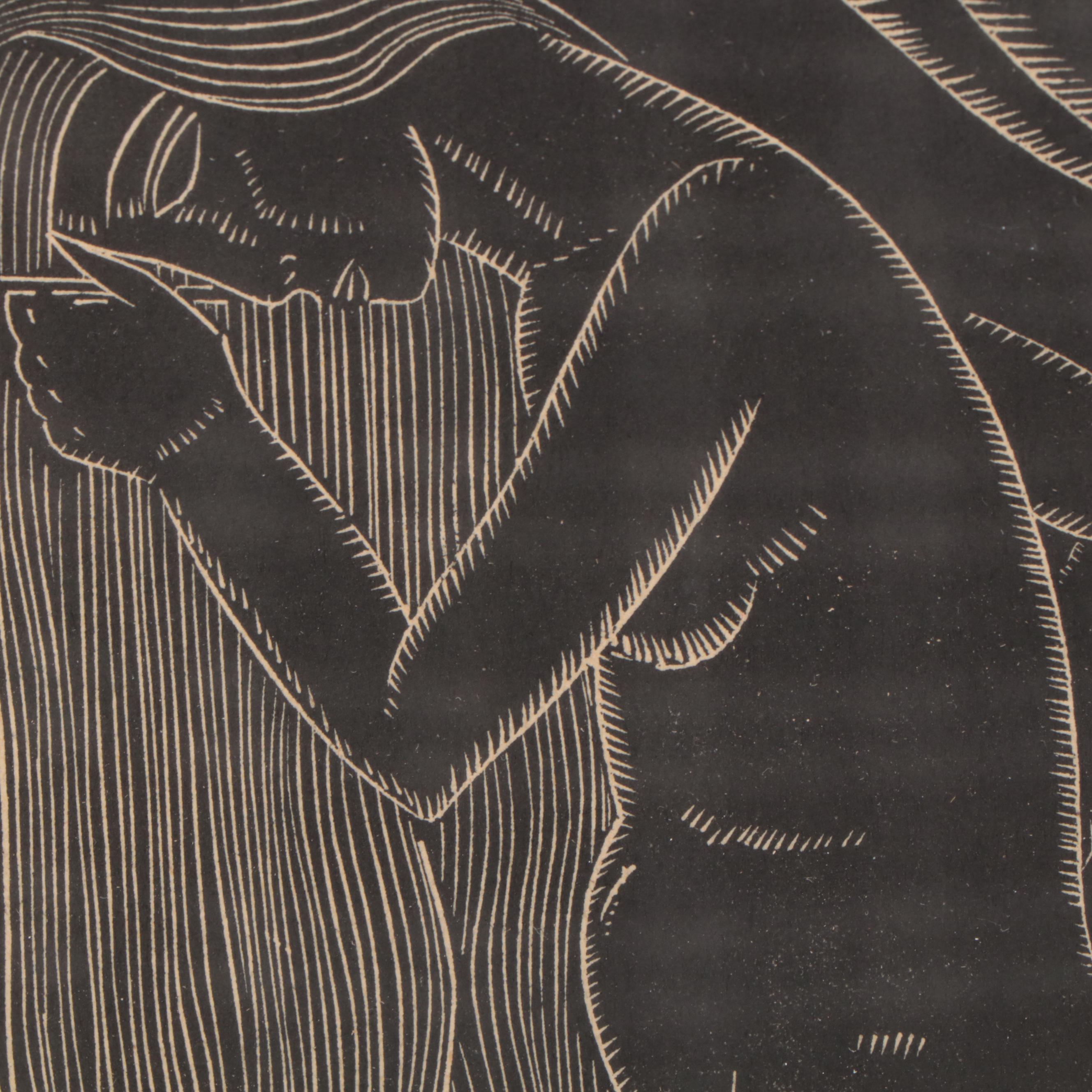 Earl Marshawn Washington Figurative Woodcuts After Gill and Ward