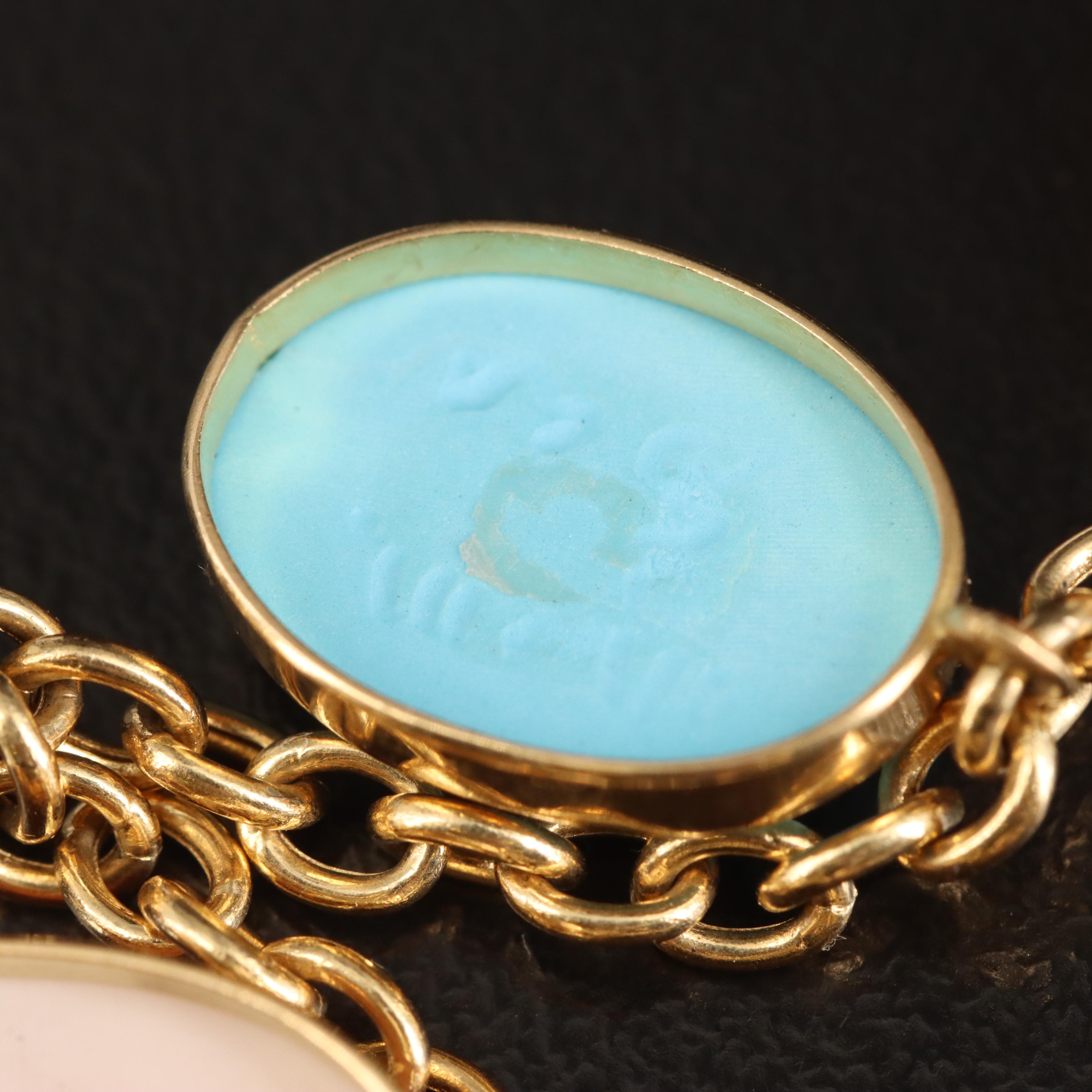 M&M Scognamiglio 18K Cameo Bracelet with Coral, Shell and Mother-of-Pearl