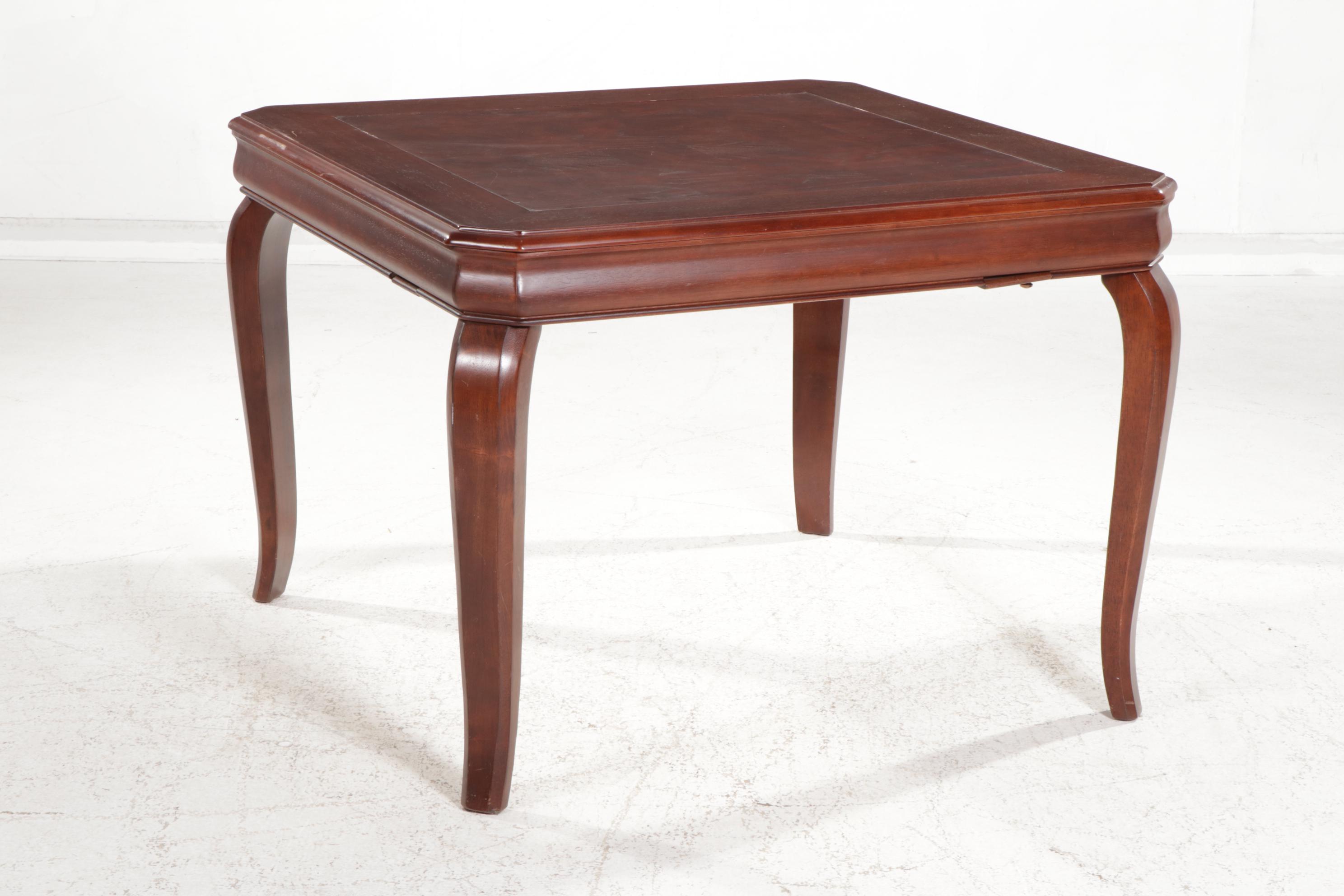 Cherry Multi-Board Games Table with Four Rolling Armchairs