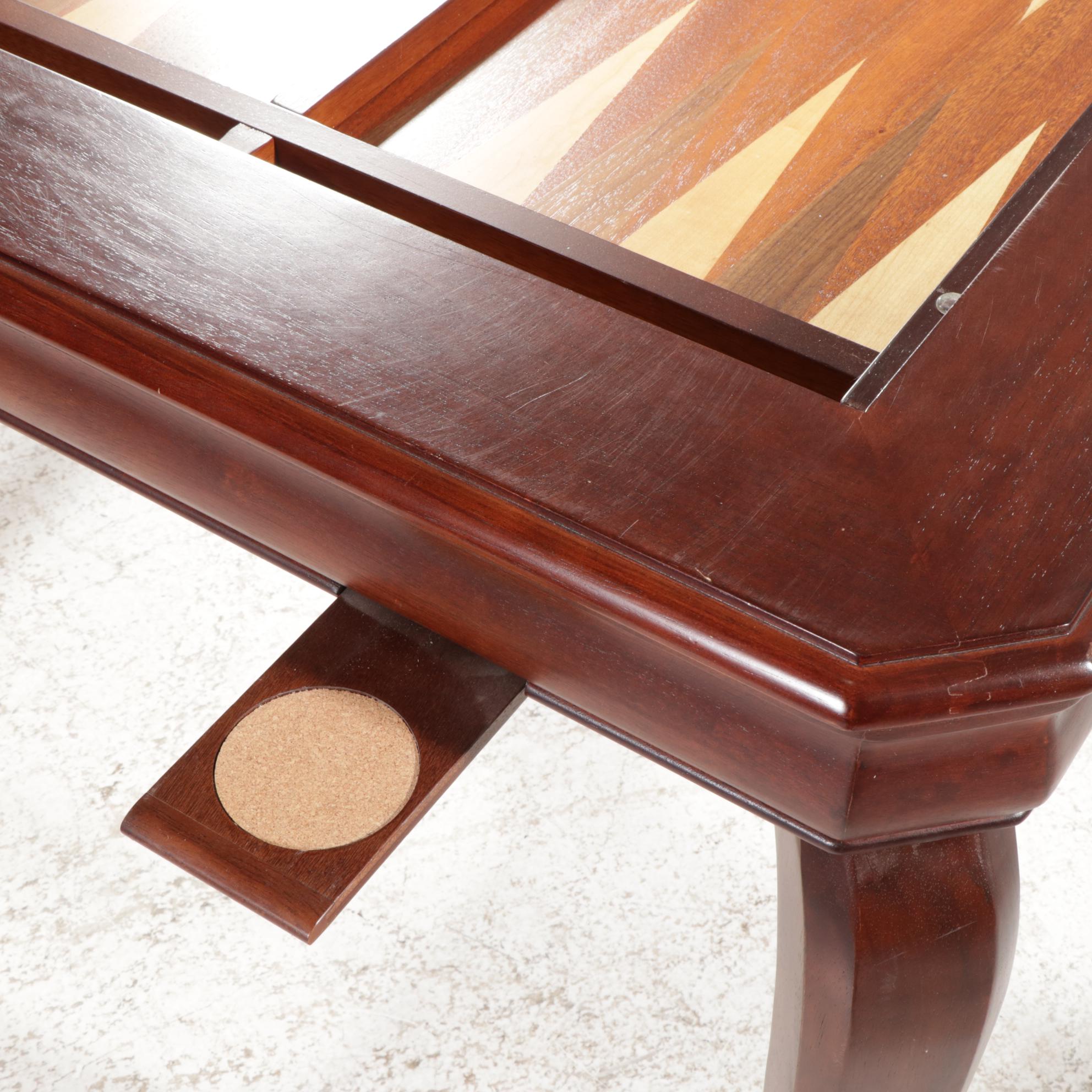 Cherry Multi-Board Games Table with Four Rolling Armchairs