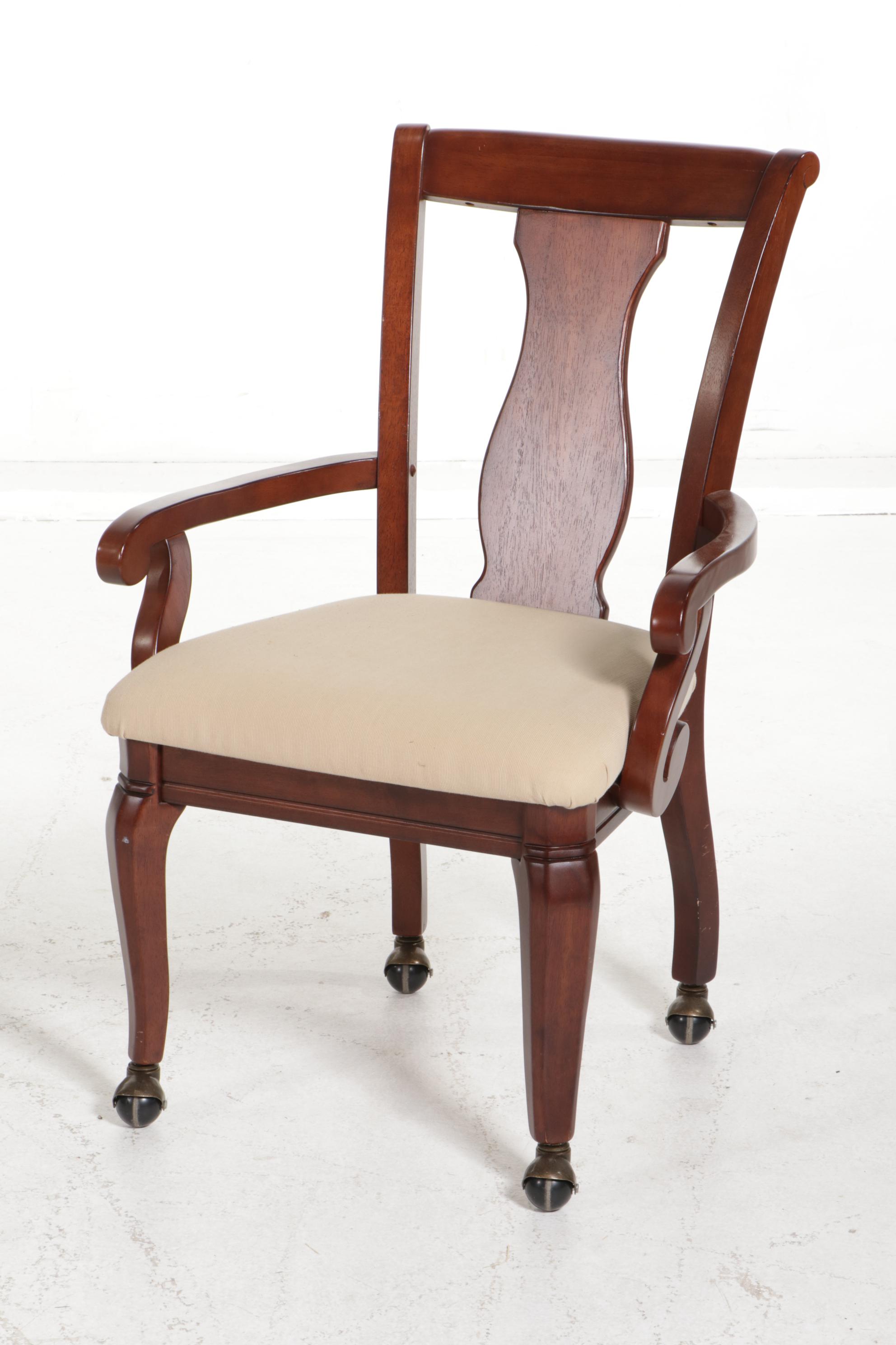 Cherry Multi-Board Games Table with Four Rolling Armchairs