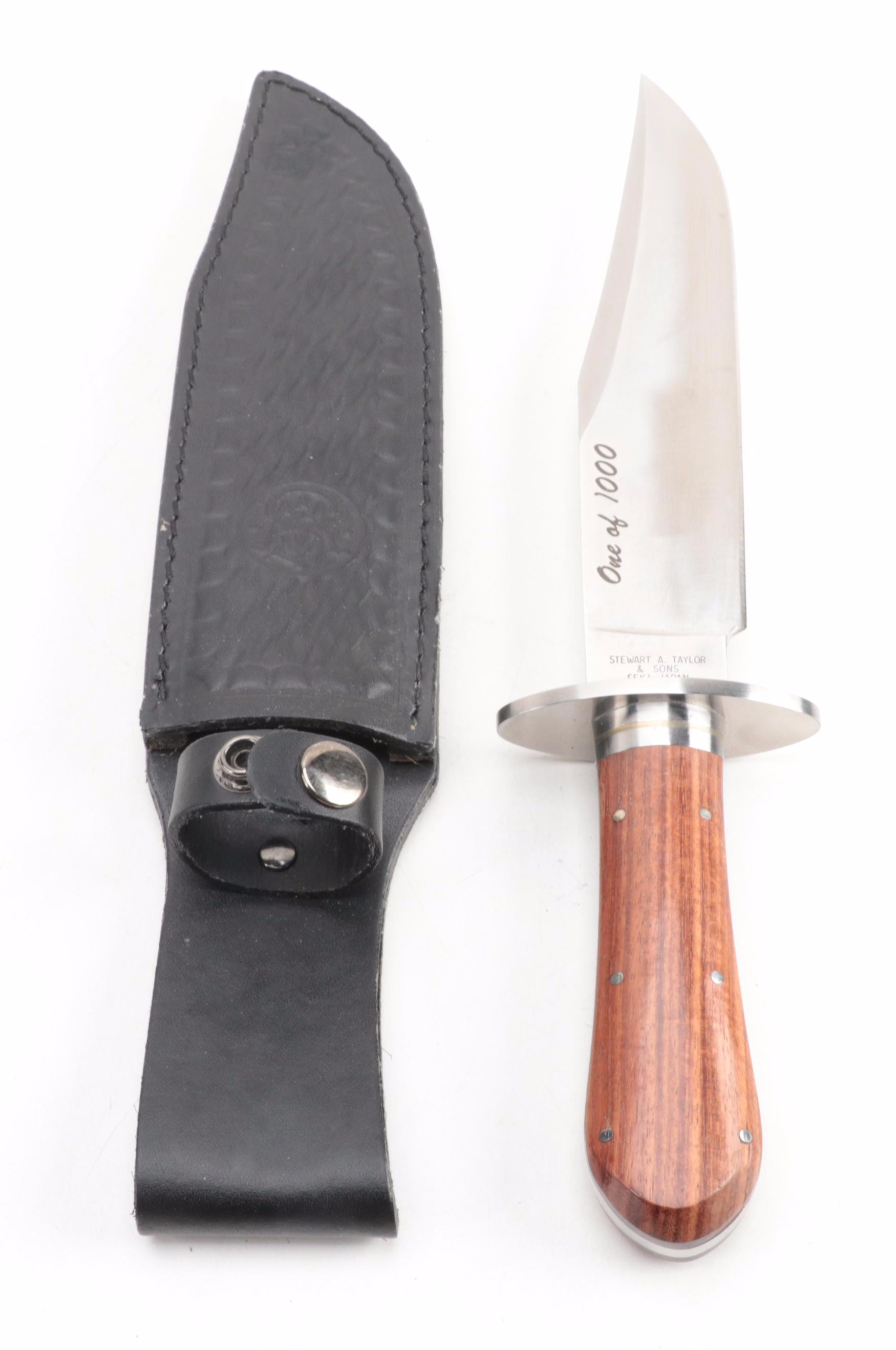 Stewart A. Taylor Bowie Knife, Other Fixed Blade Knives, Black Leather Scabbards