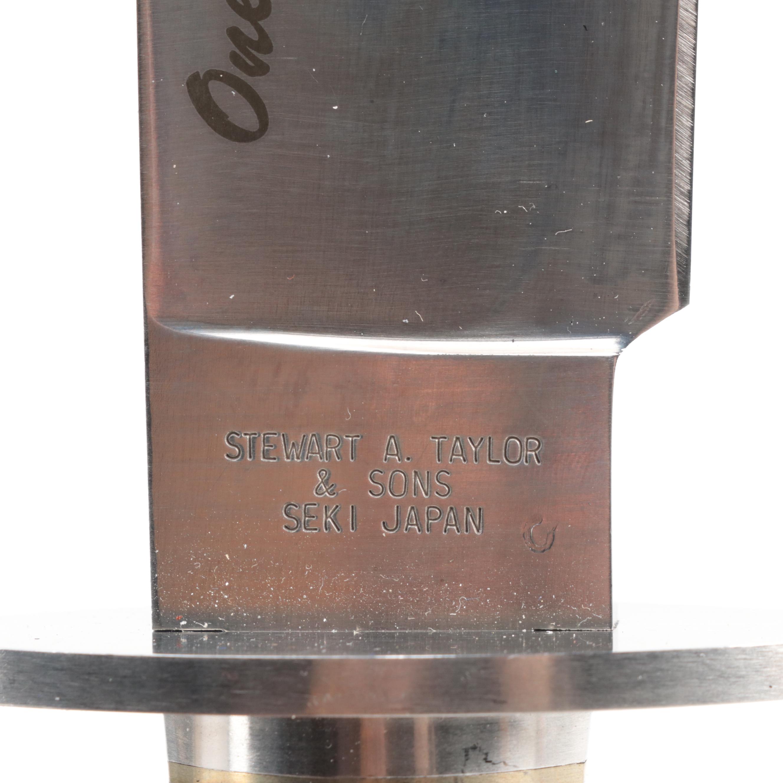 Stewart A. Taylor Bowie Knife, Other Fixed Blade Knives, Black Leather Scabbards