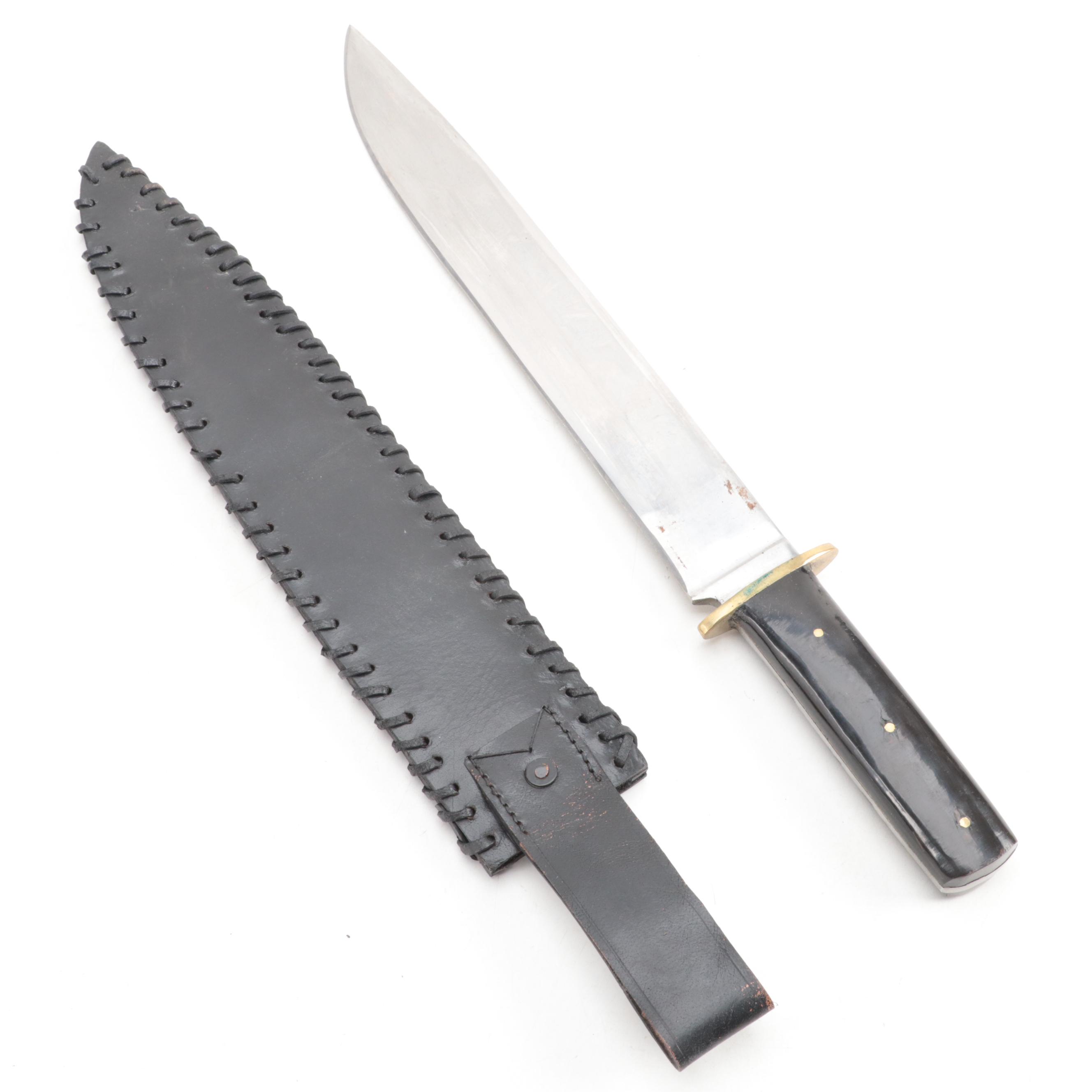 Stewart A. Taylor Bowie Knife, Other Fixed Blade Knives, Black Leather Scabbards