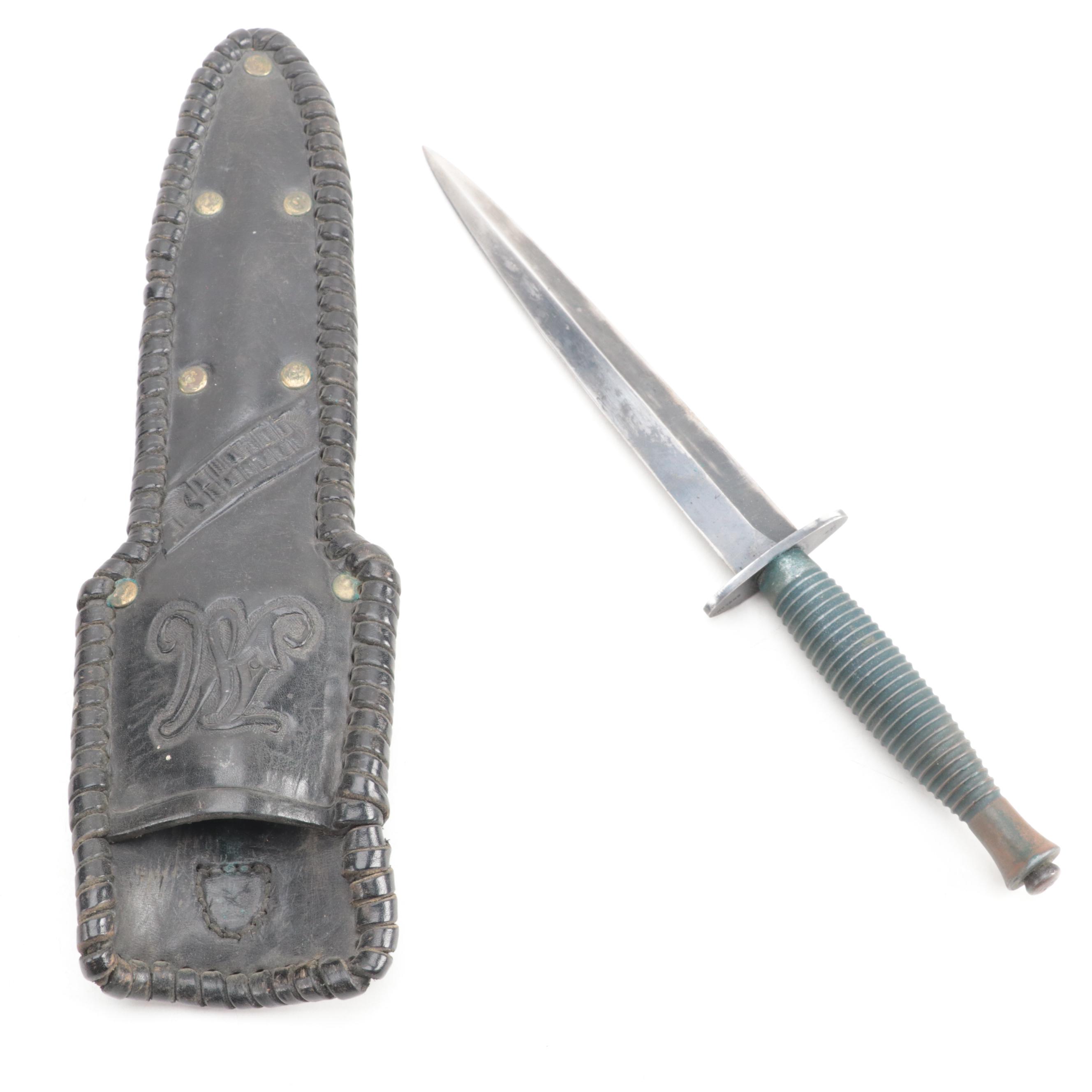 Stewart A. Taylor Bowie Knife, Other Fixed Blade Knives, Black Leather Scabbards
