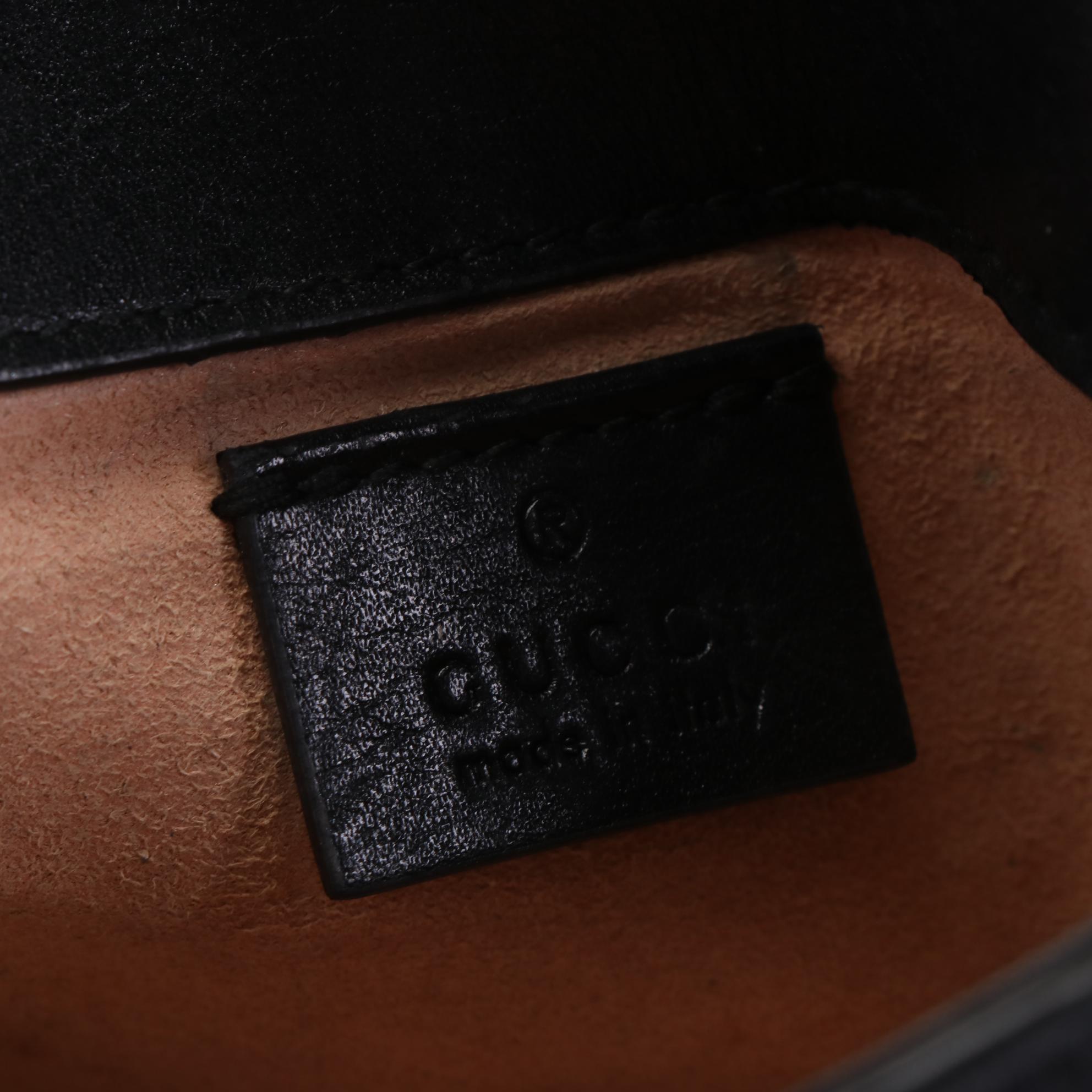 Gucci Marmont Super Mini Crossbody Bag in Quilted Black Leather with Box