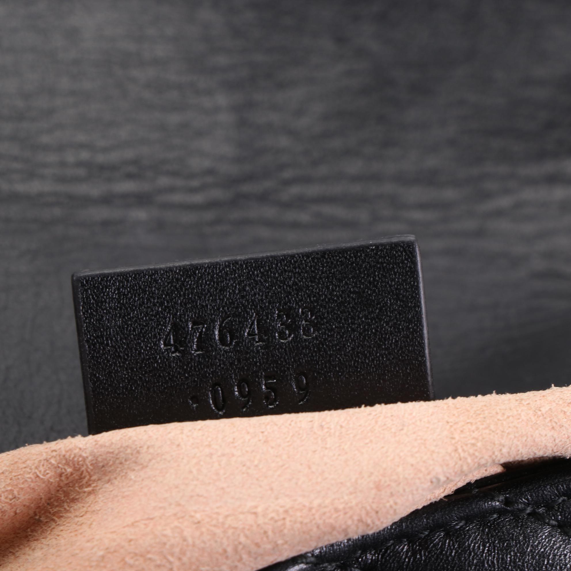 Gucci Marmont Super Mini Crossbody Bag in Quilted Black Leather with Box