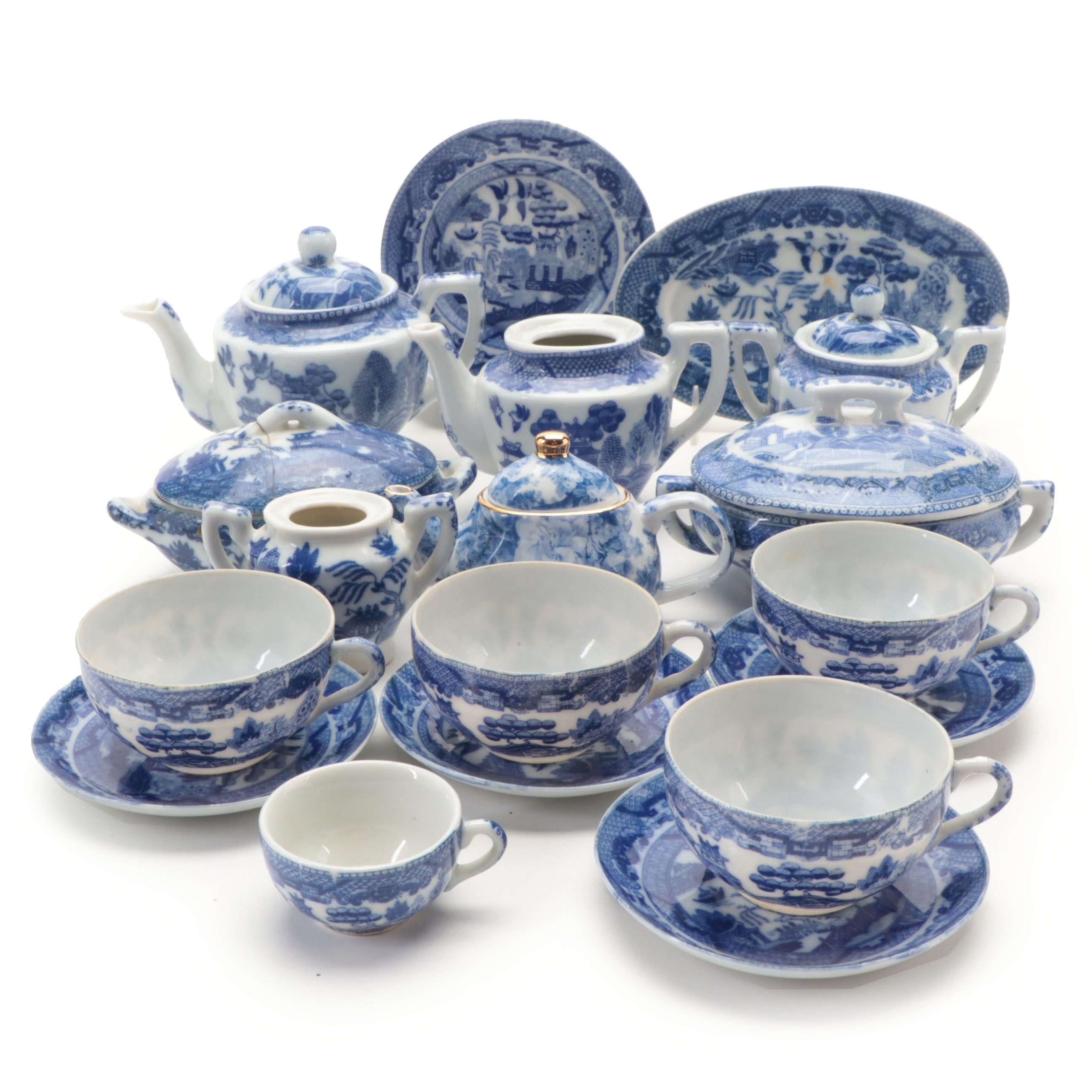 Japanese and Other Blue and White Porcelain Child's Tea Set