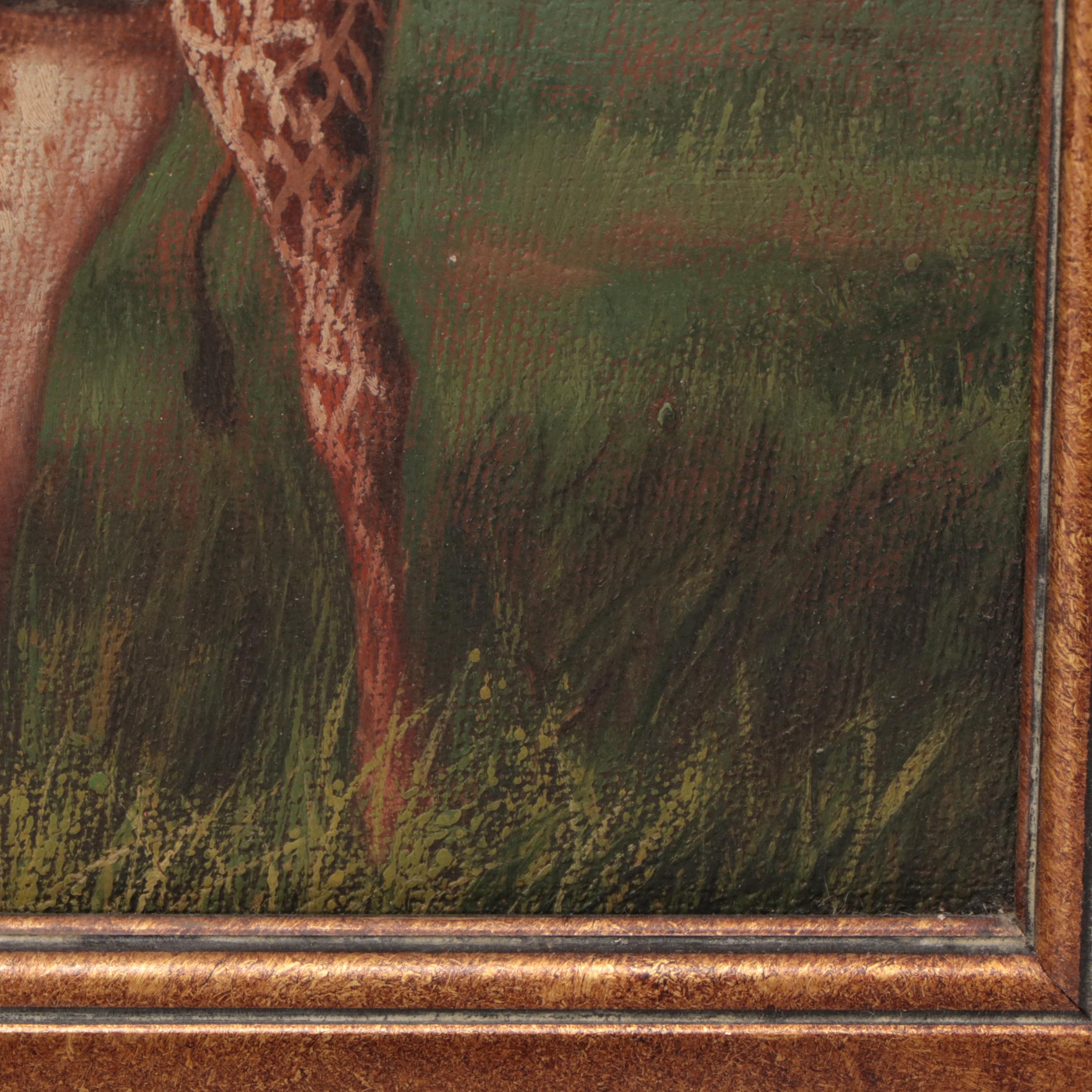 Oil Painting of Giraffe in Landscape