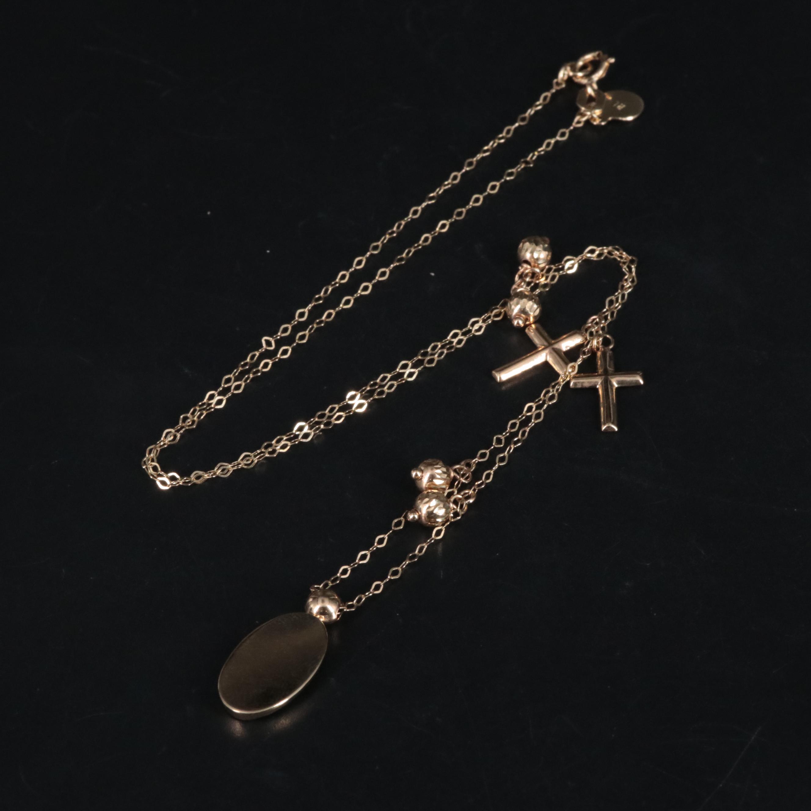 10K Miraculous Medal and Cross Necklace