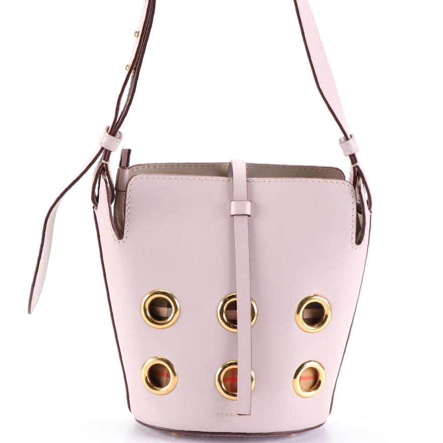 Burberry Grommet Bucket Shoulder Bag in Smooth Leather with Removable Pouch