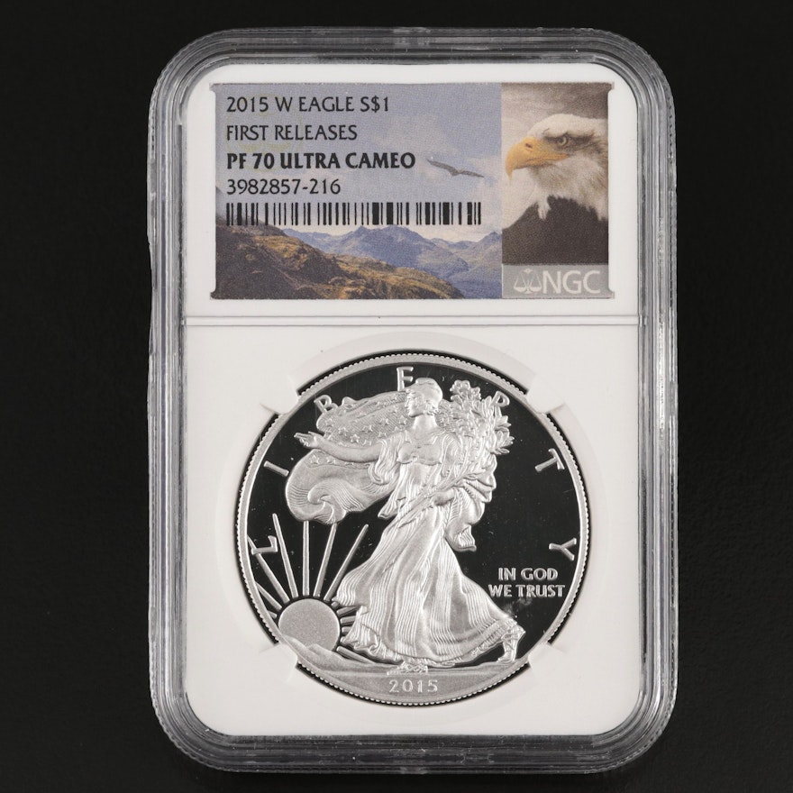 NGC Graded PF70 Ultra Cameo "First Releases" 2015-W $1 American Silver Eagle