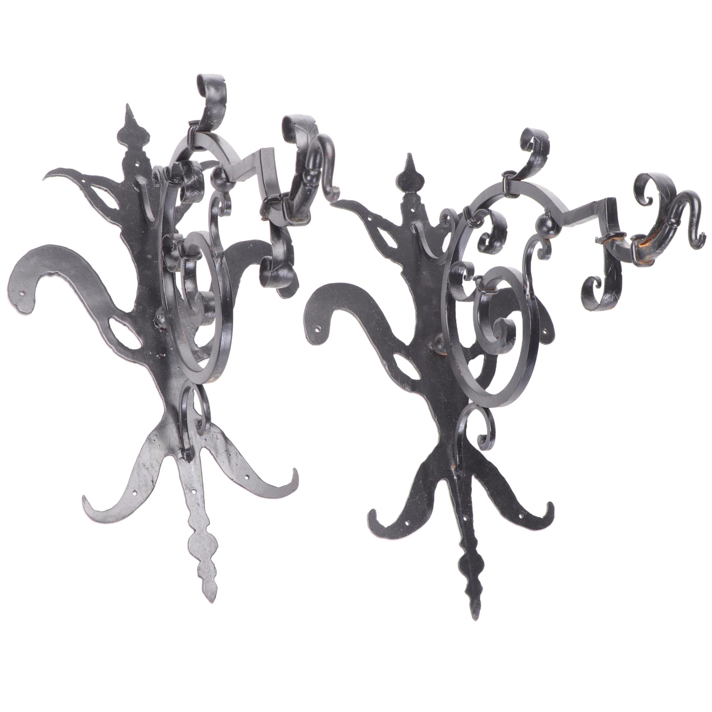 Gothic Style Wrought Iron Wall Mounted Hooks