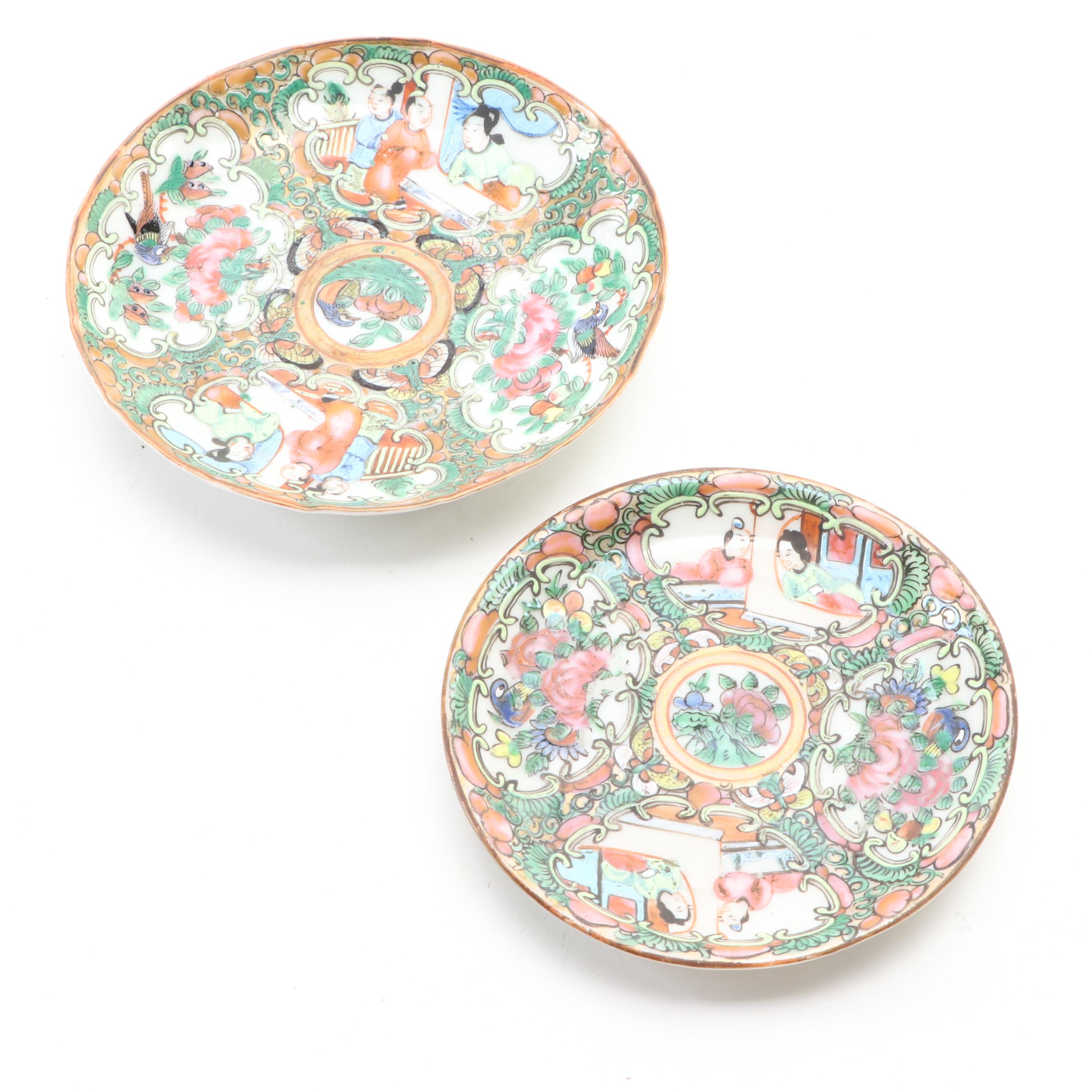 Chinese Export Porcelain Rose Medallion Plates