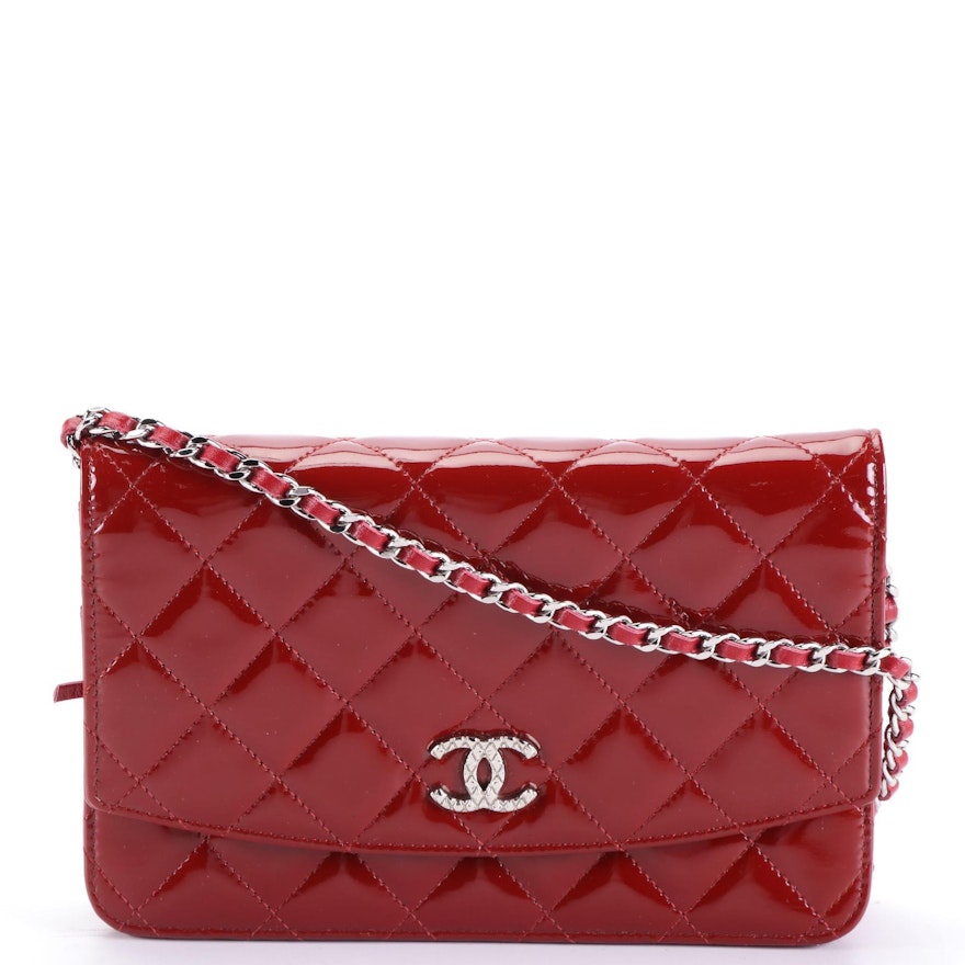 Chanel Brilliant Wallet on Chain in Quilted Patent Leather with Box