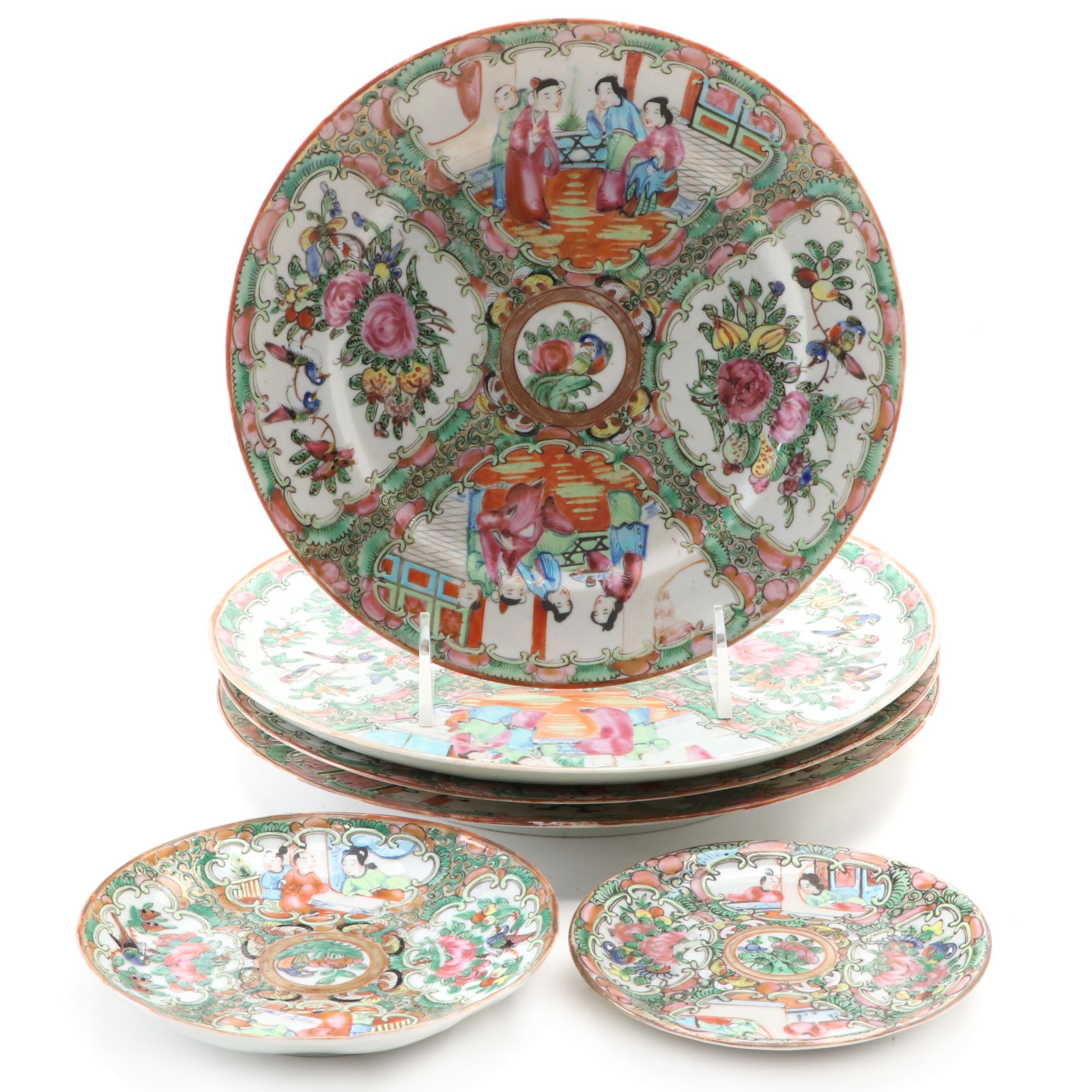 Chinese Export Porcelain Rose Medallion Plates