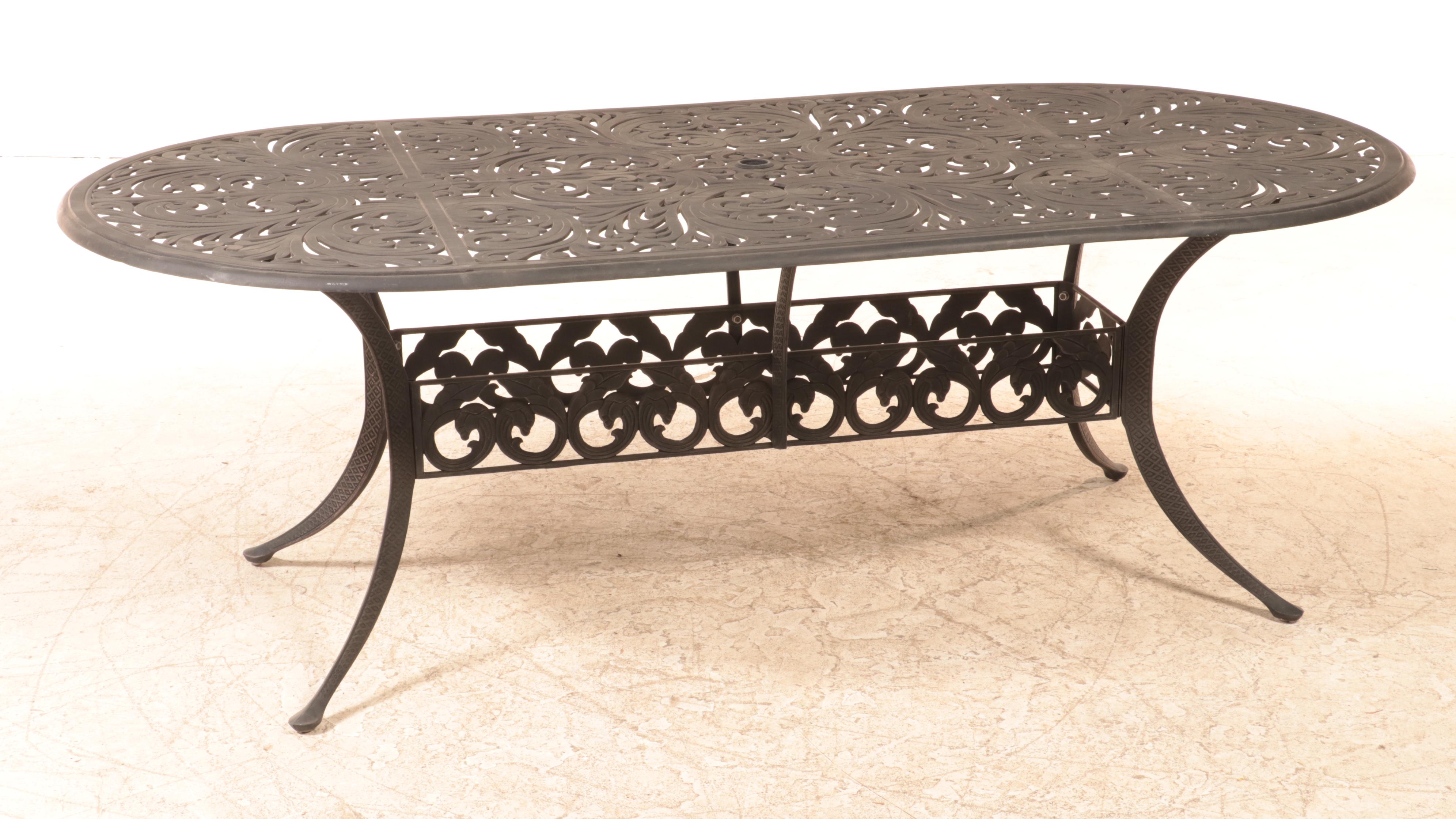 Eight-Piece Hanamint Patinated and Cast Aluminum Patio Dining Set
