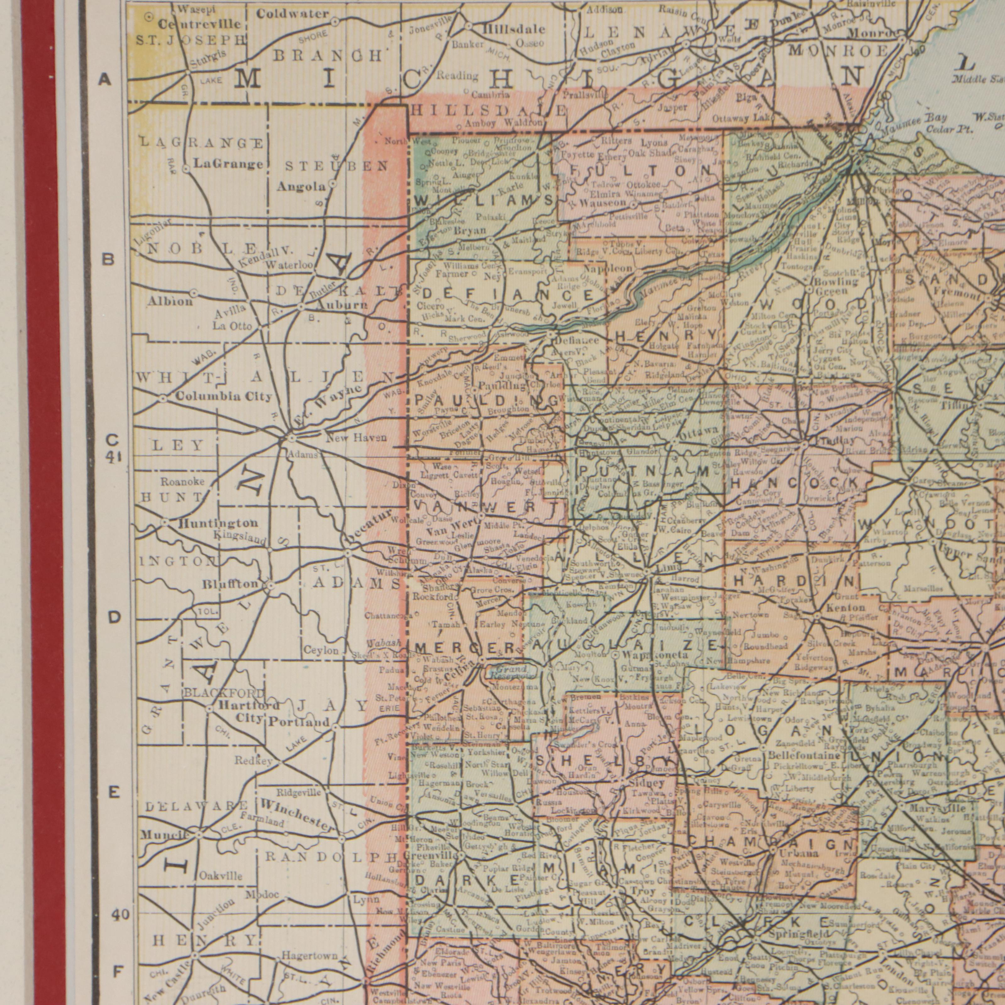 Wax Engraving Map of Ohio, Circa 1900