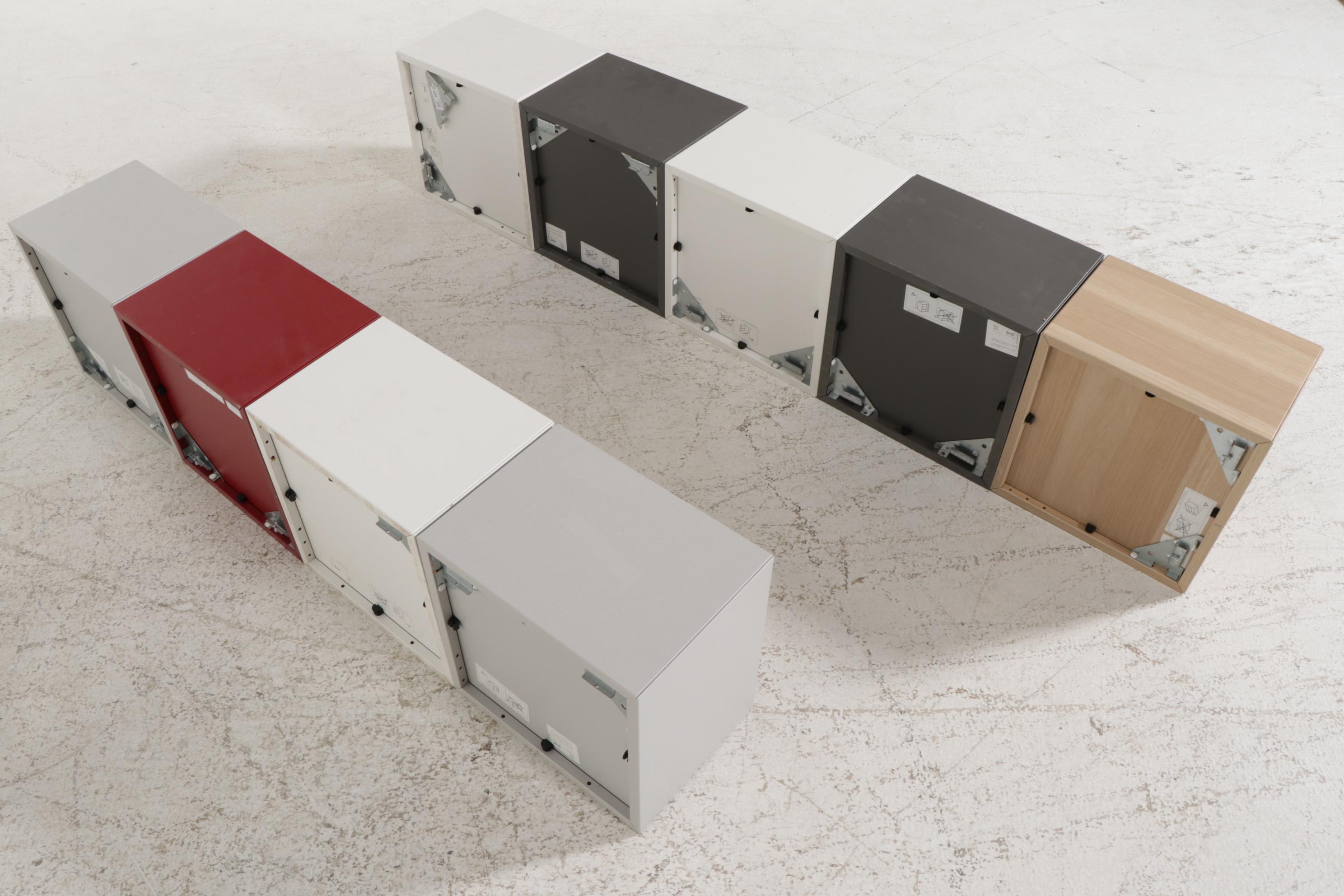 IKEA "Eket" Cube Storage System with White Laminate Tower Bookcase