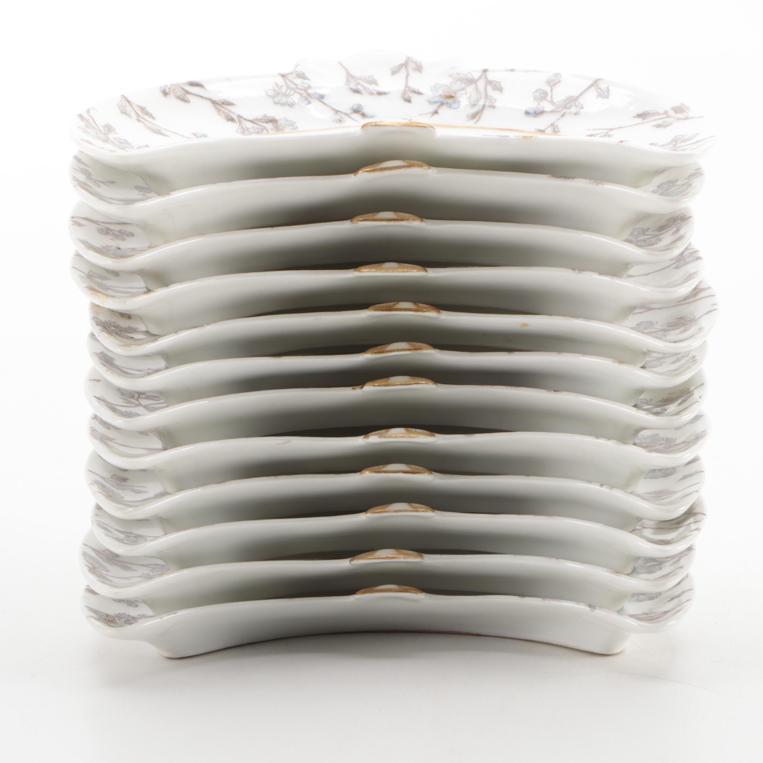 Charles Field Haviland Gilt Accented Porcelain Bone Dishes, Late 19th C.