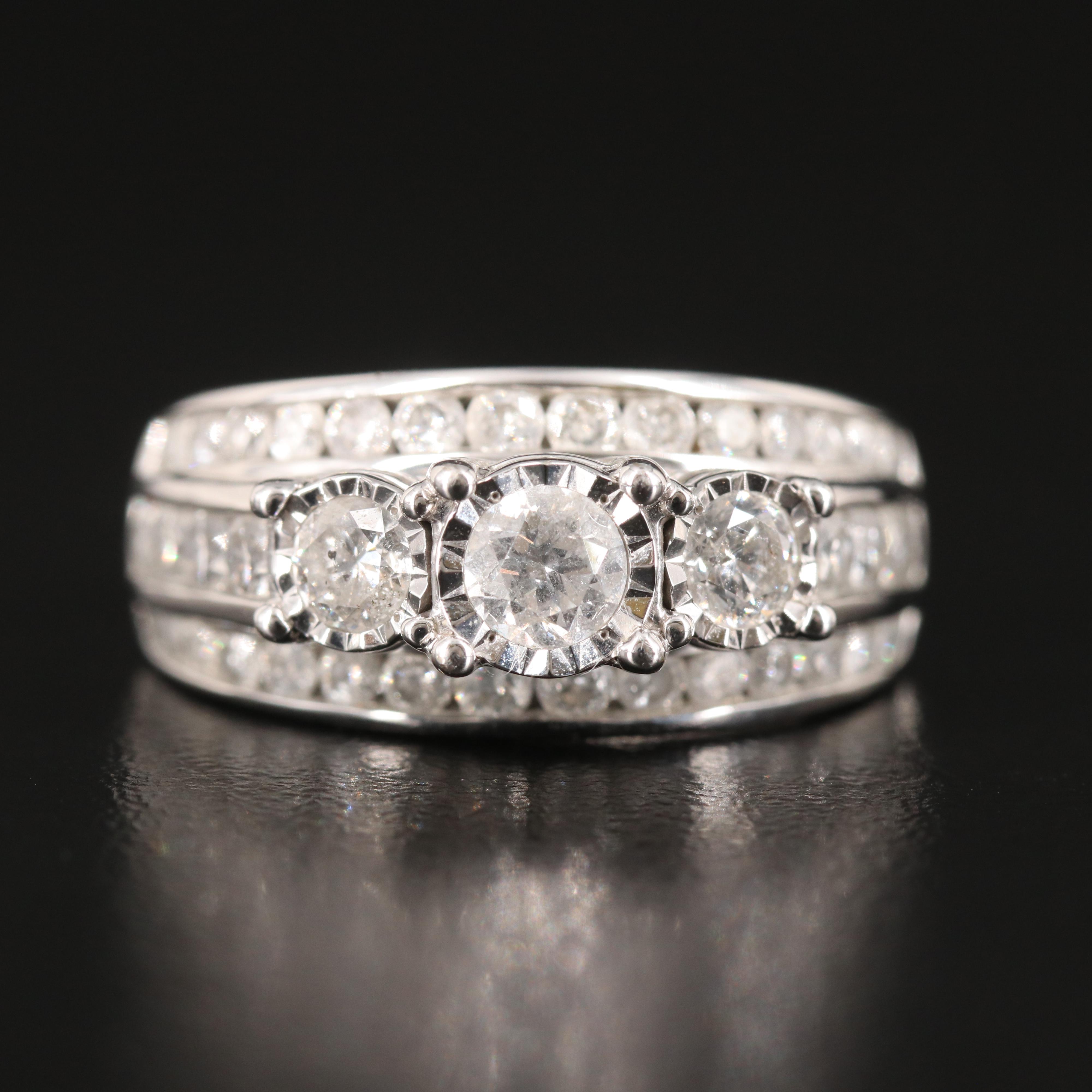 10K Diamond Multi-Row Ring