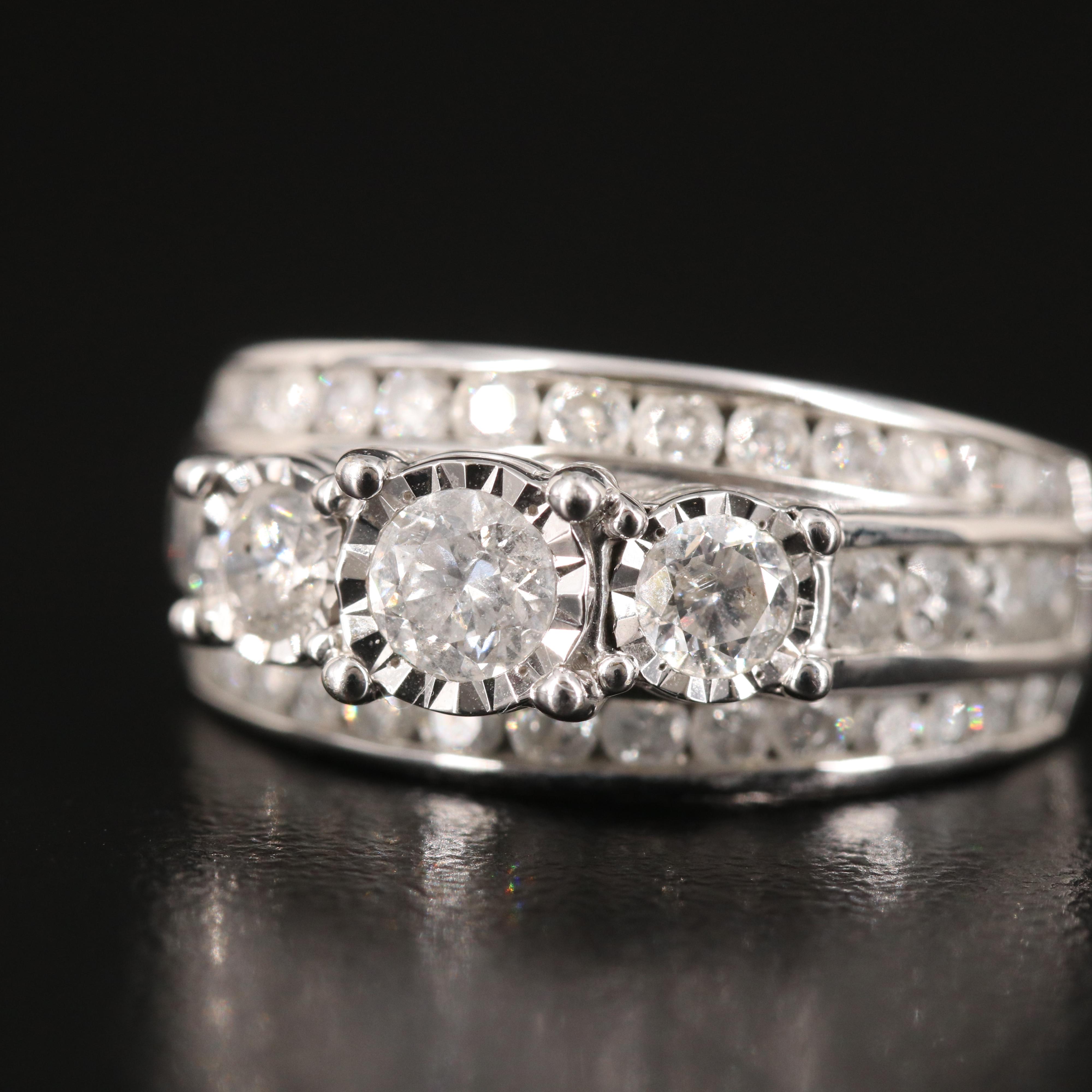 10K Diamond Multi-Row Ring