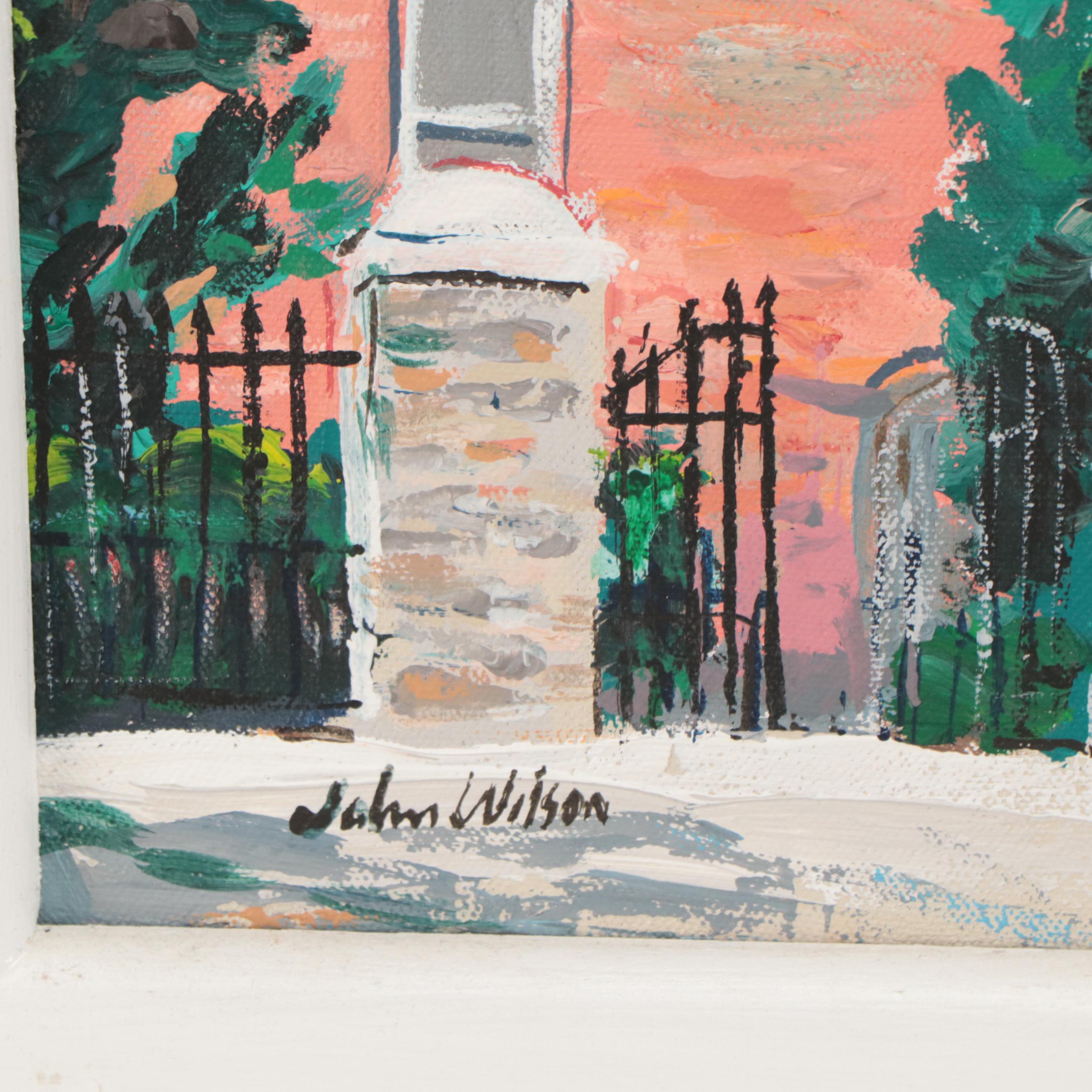 John Wilson Oil Painting of Church Architecture