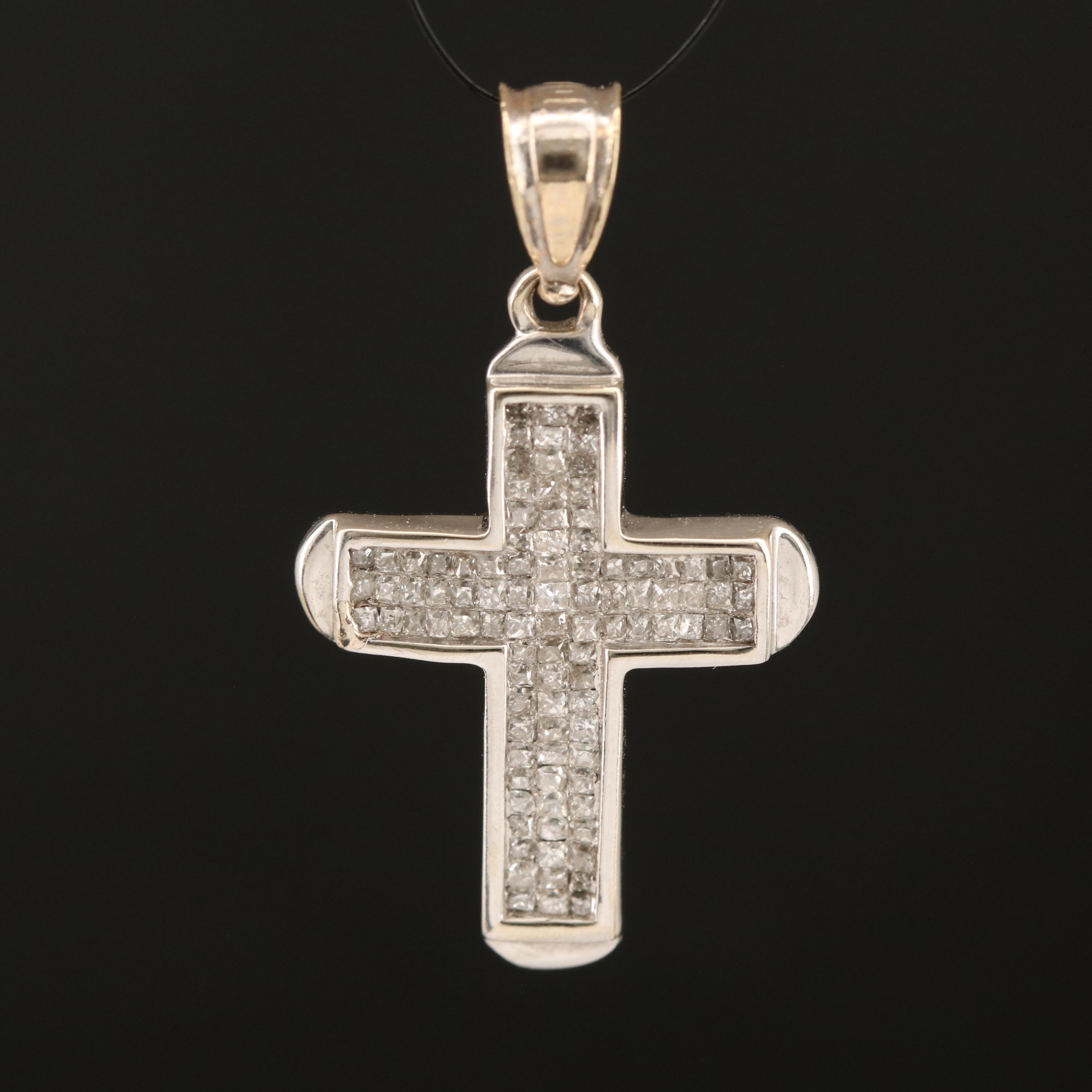 14K Diamond Cross Pendant