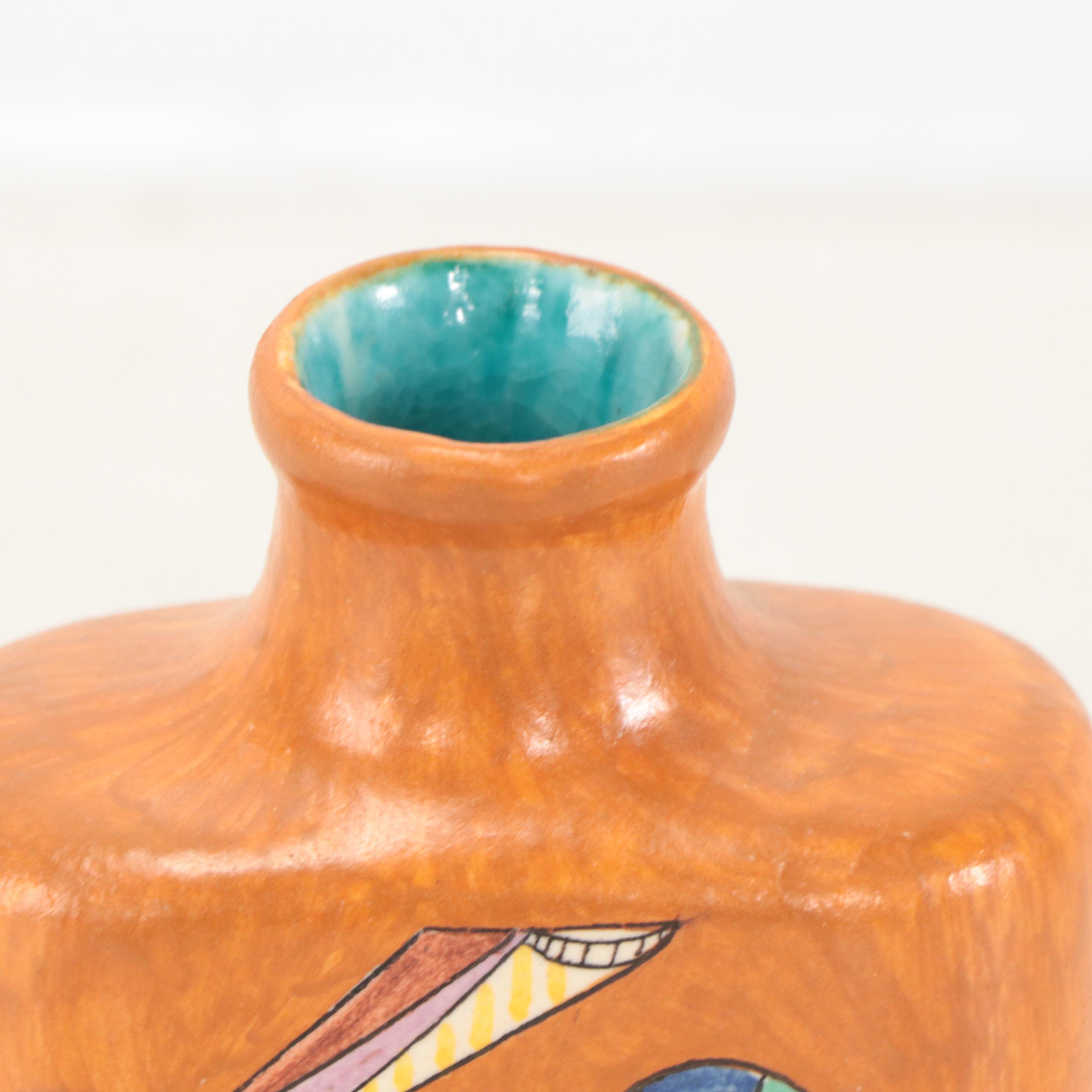 Mirko Guida Painted Terracotta Pottery Vase, 21st Century