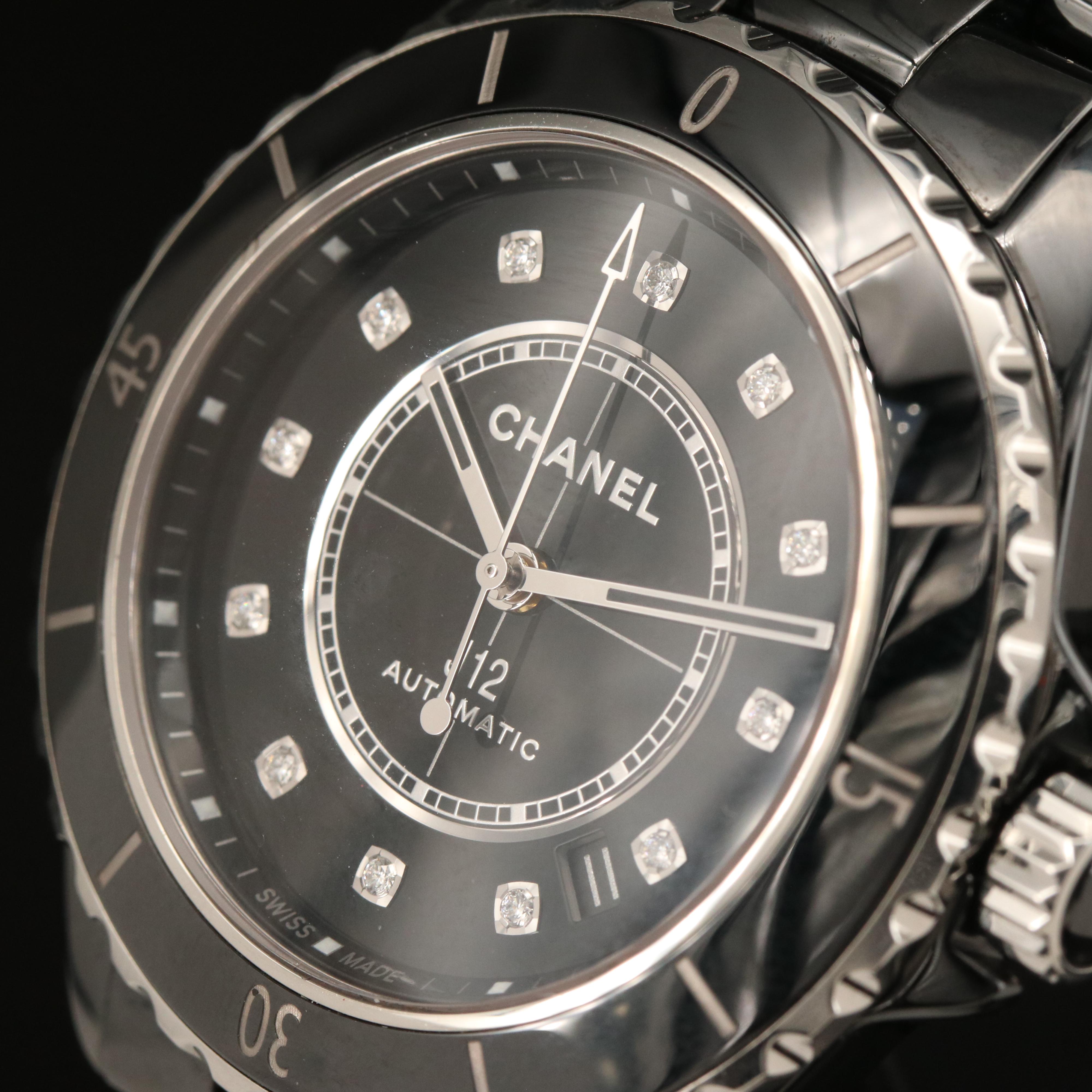 Chanel J12 Black Ceramic Diamonds Calibre 12.1 Automatic Watch