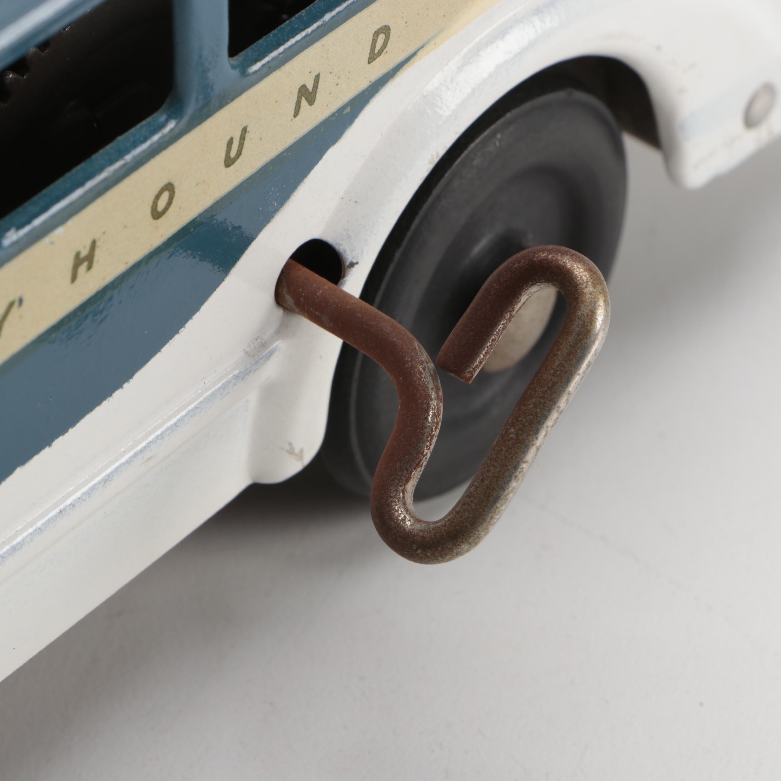 Buddy L #755 Greyhound Lines Wind-Up Pressed Steel Toy Bus, Mid-20th Century