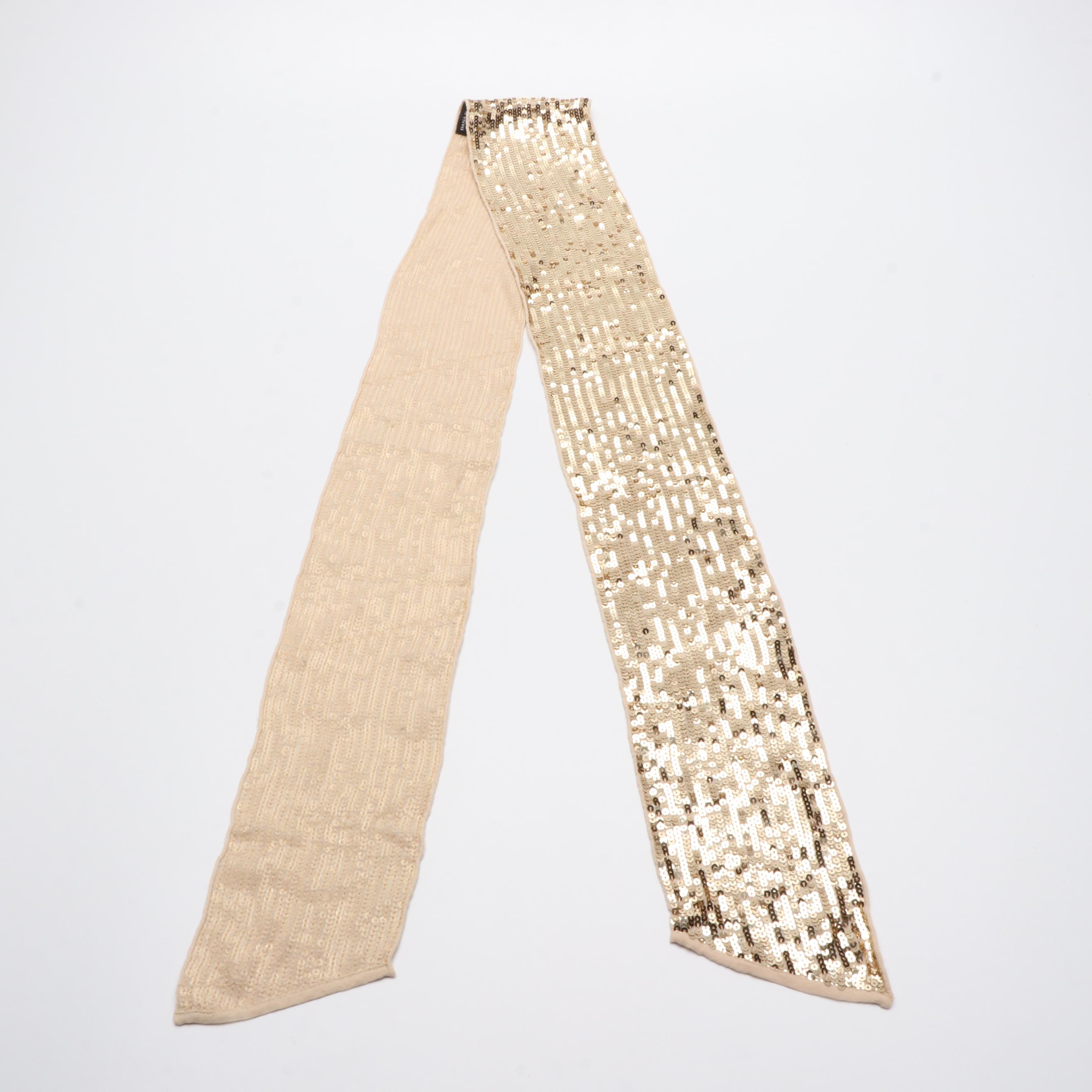 DKNY Silk Scarf in Sign Print and Sequin Scarf