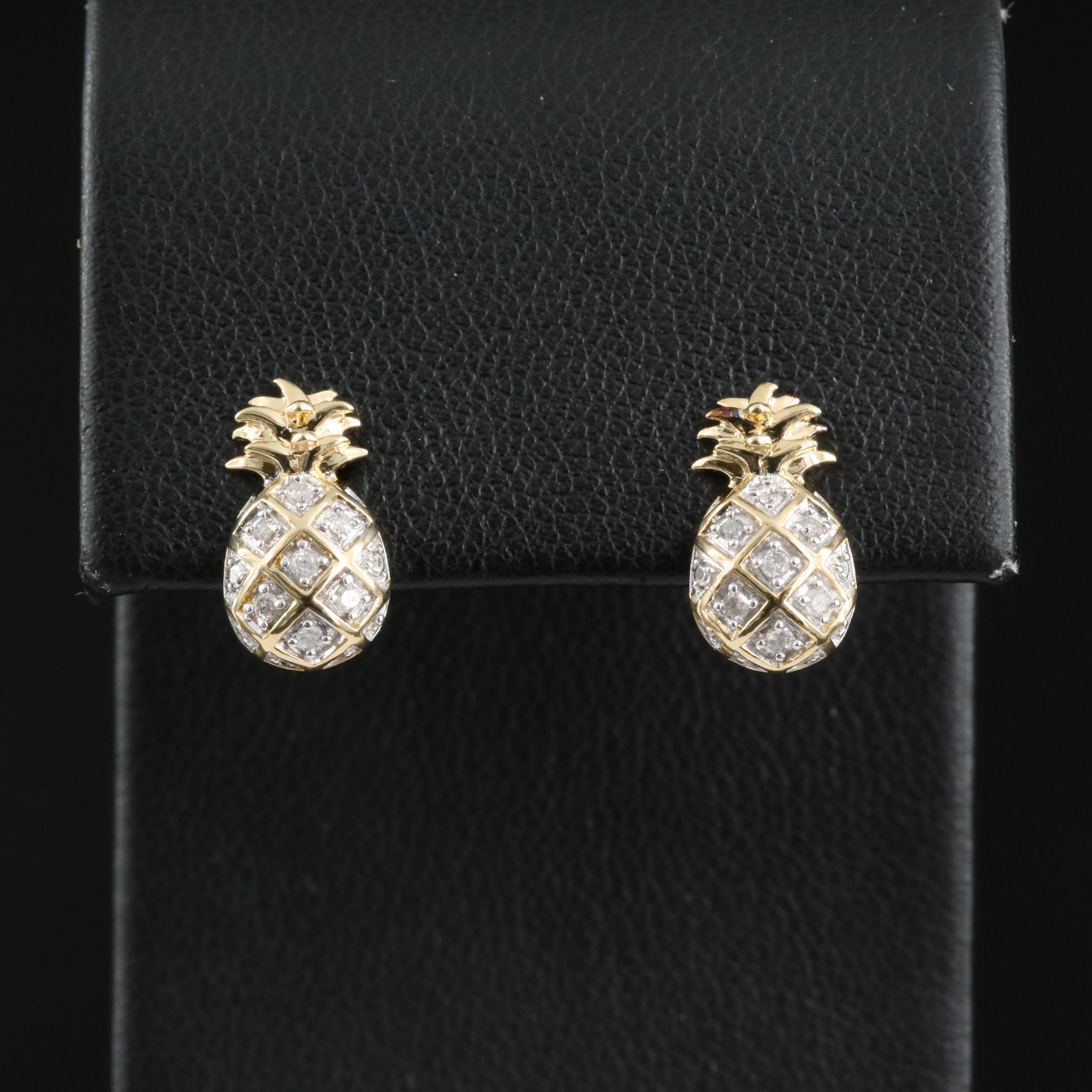 Sterling Diamond Pineapple Stud Earrings