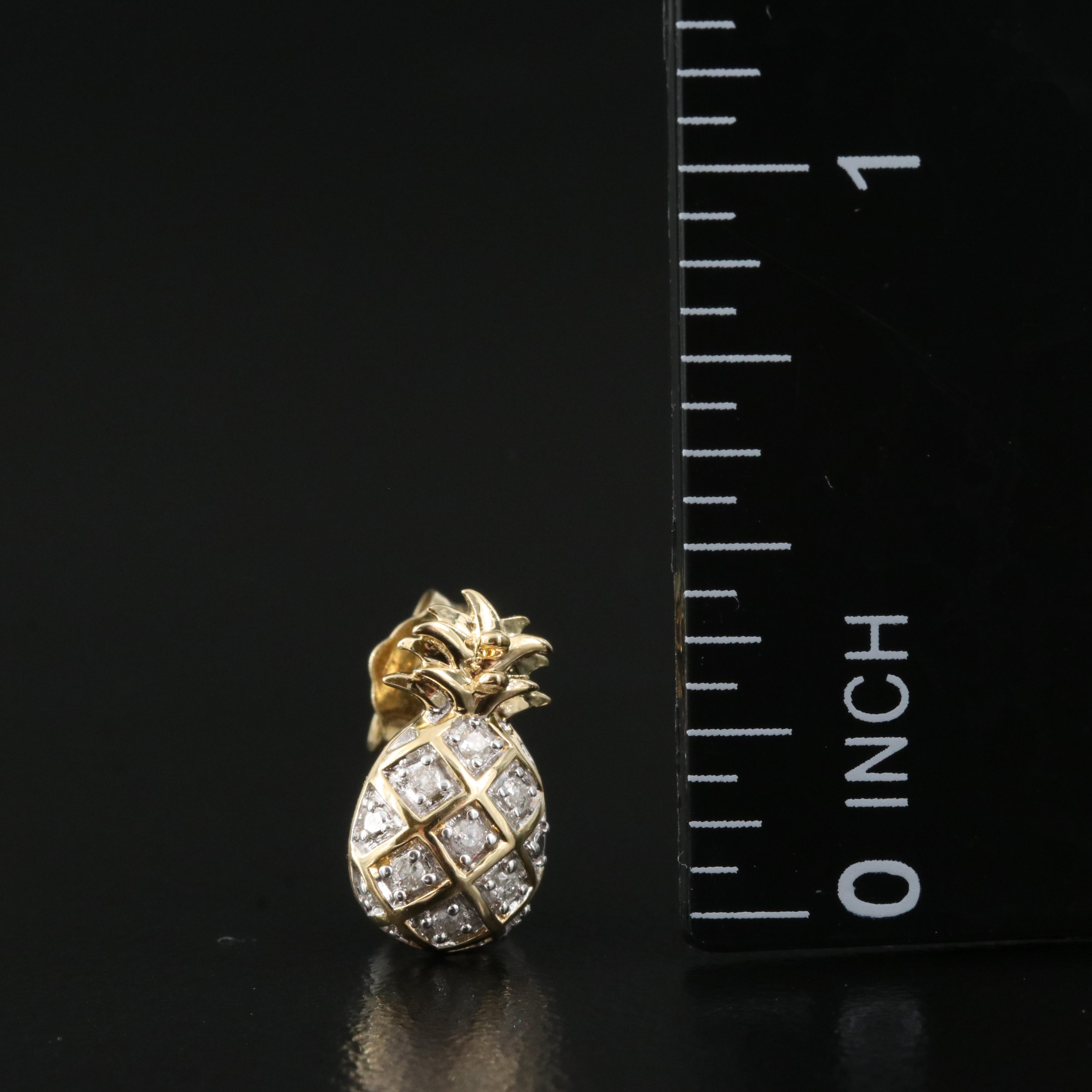 Sterling Diamond Pineapple Stud Earrings