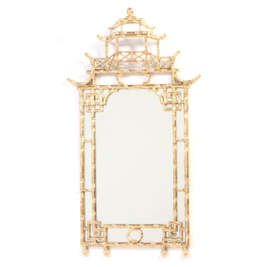 Chinese Style Gilt and Molded Plastic Mirror, Mid to Late 20th Century