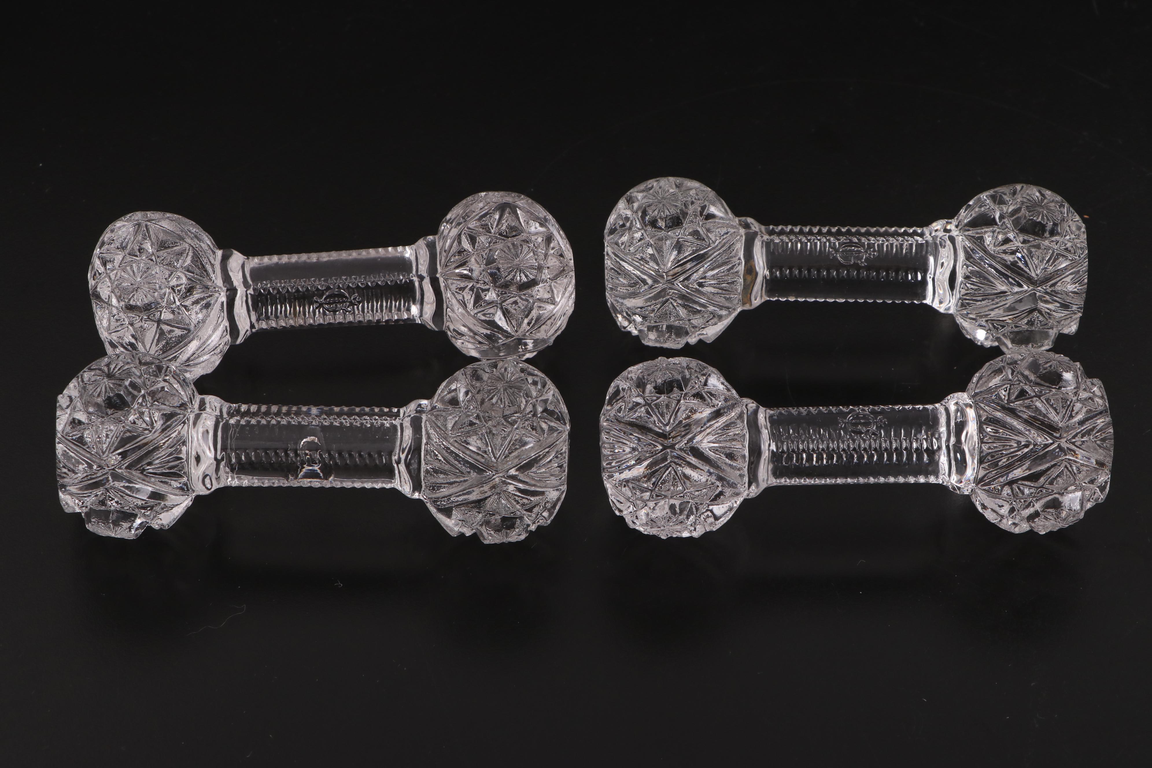 Imperial Pressed Glass Knife Rests with Shell Napkin Rings