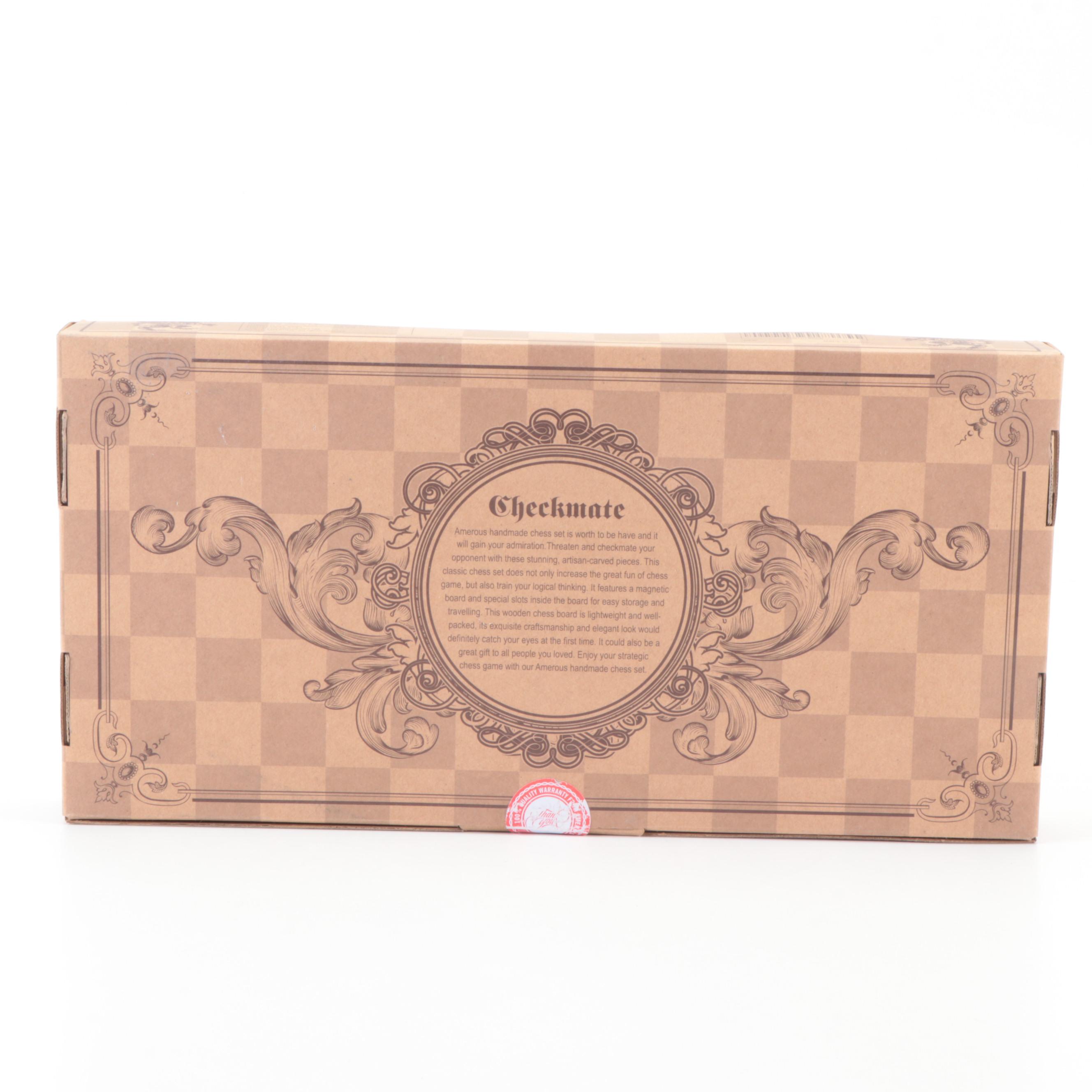 Amerous Carved Folding Chess Set with Chess Pieces