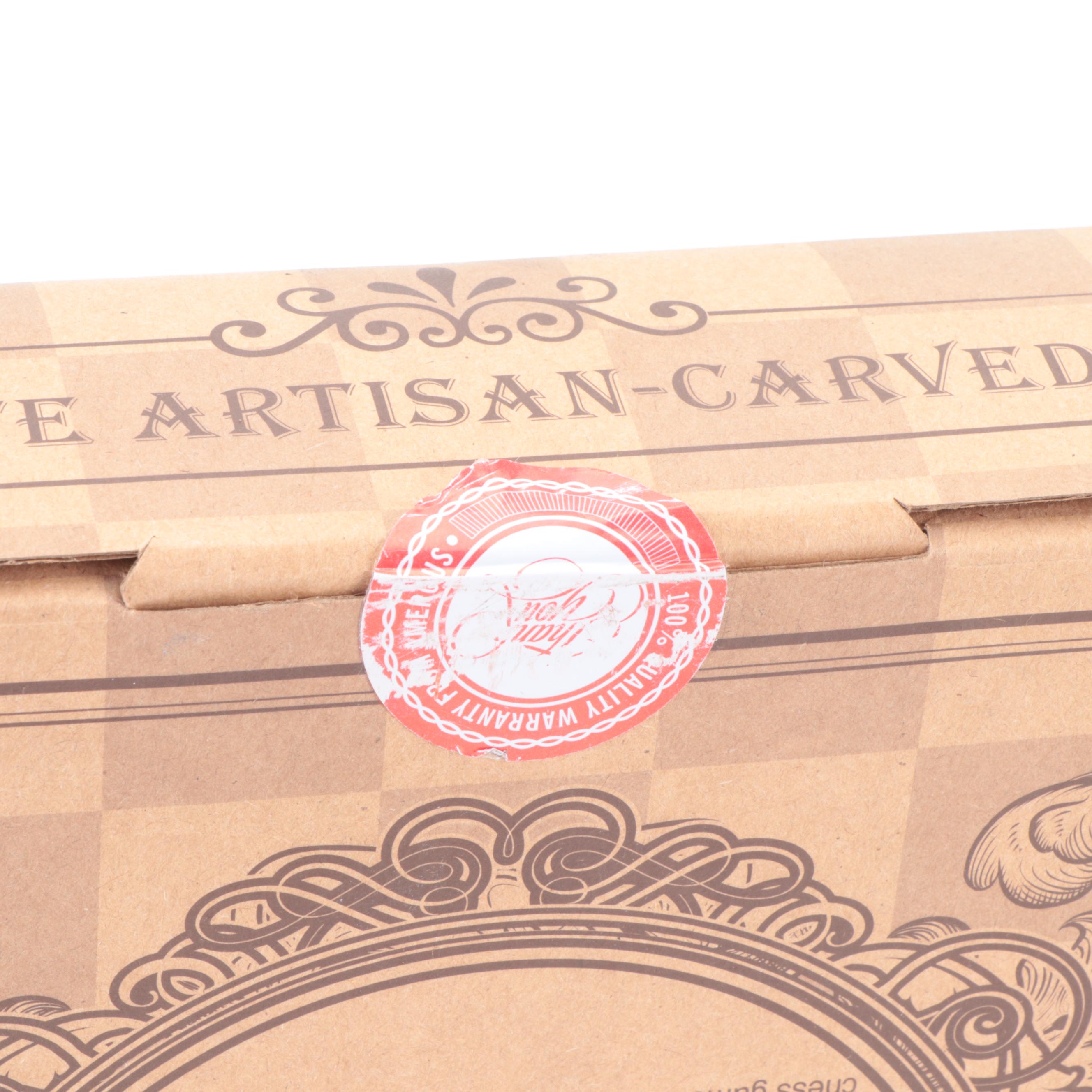 Amerous Carved Folding Chess Set with Chess Pieces