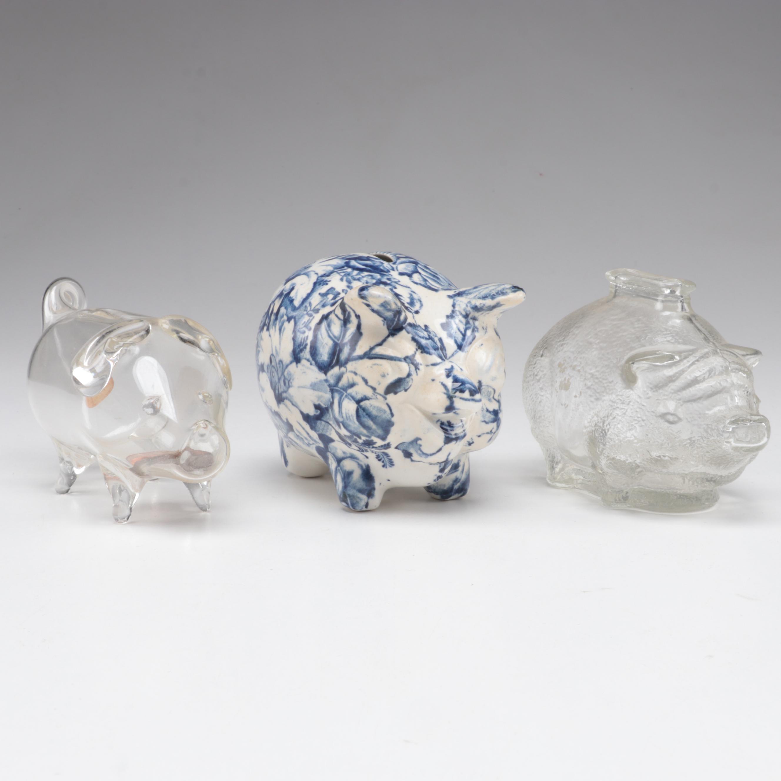 James Kent with Other Glass and Earthenware Coin Banks, Early to Mid-20th C.