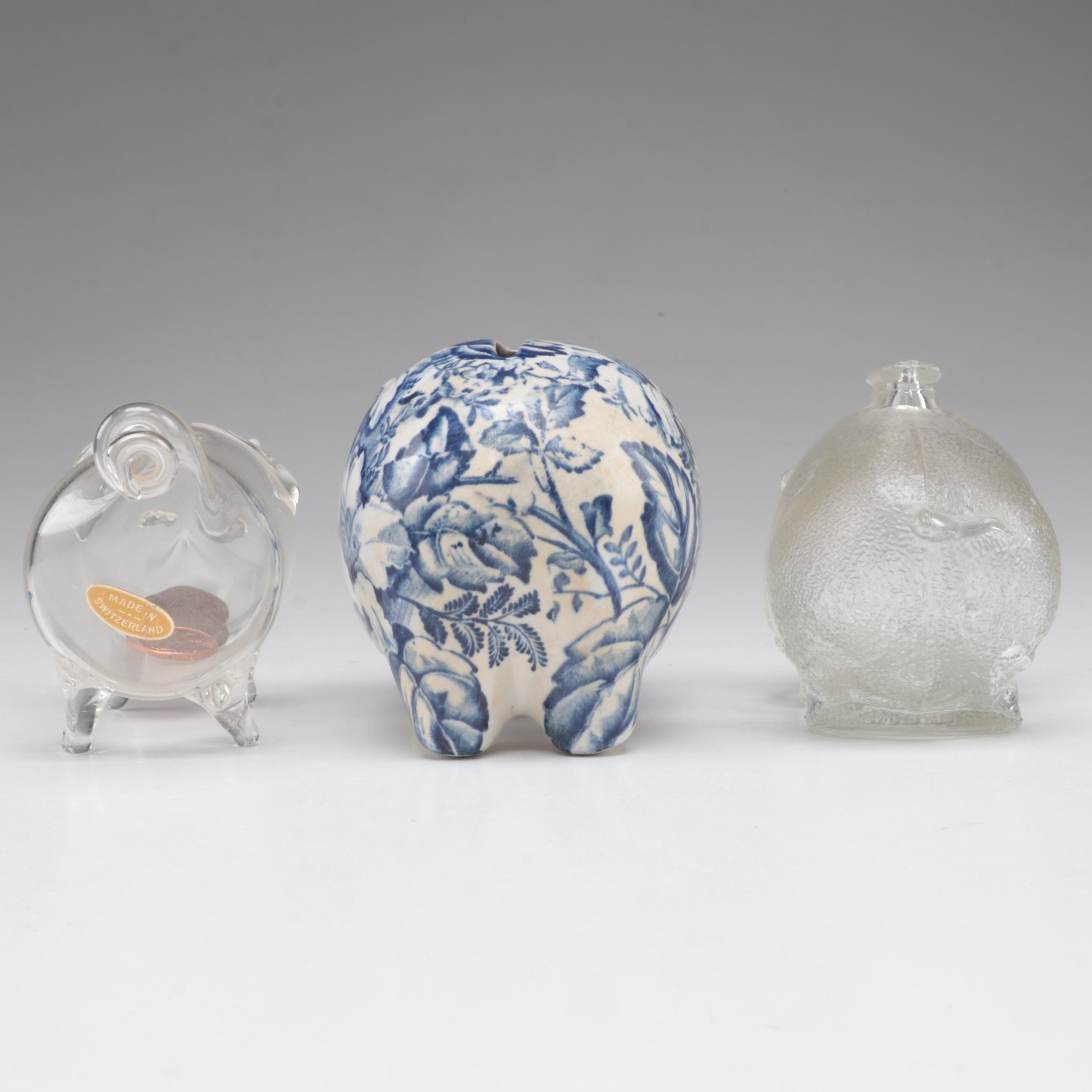 James Kent with Other Glass and Earthenware Coin Banks, Early to Mid-20th C.