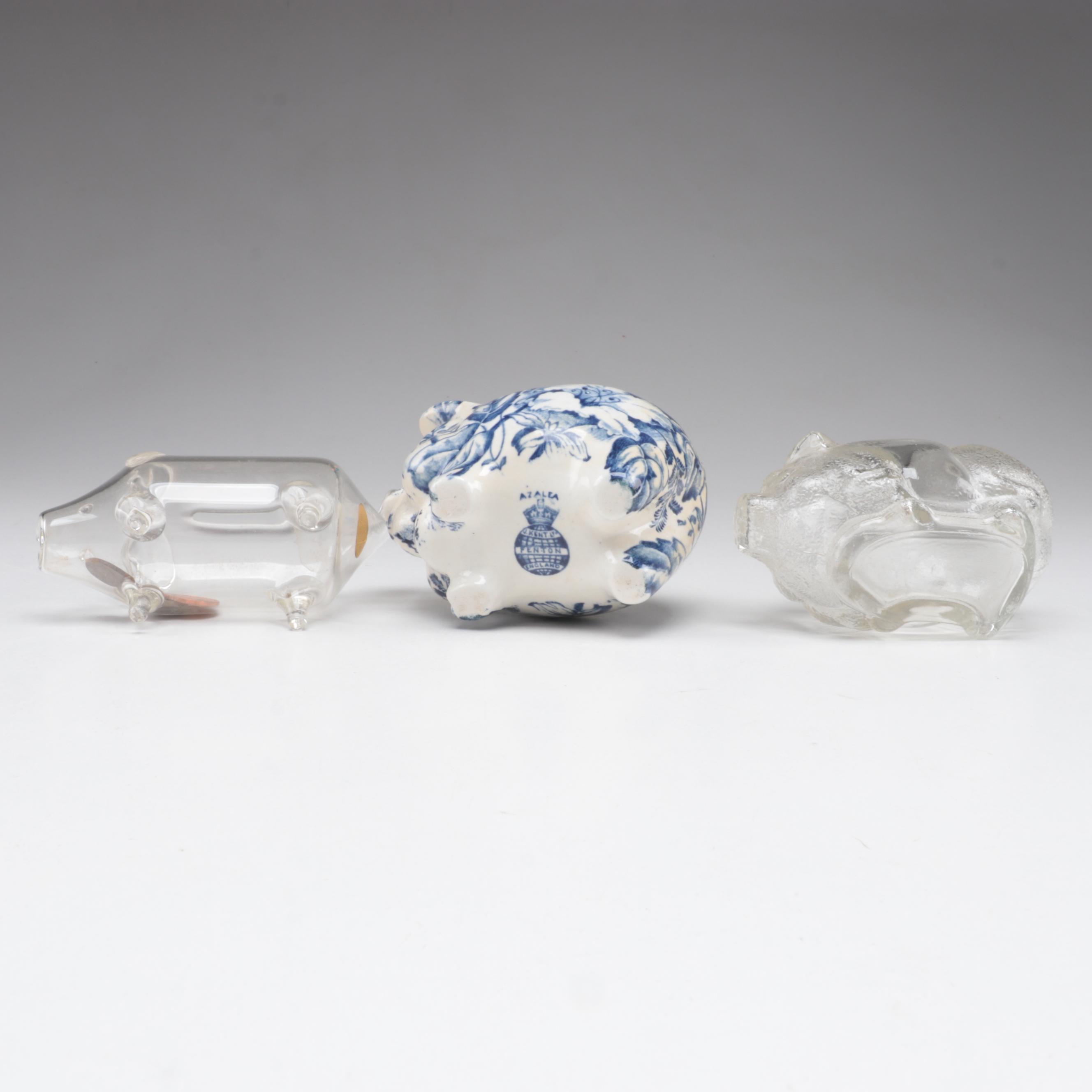 James Kent with Other Glass and Earthenware Coin Banks, Early to Mid-20th C.