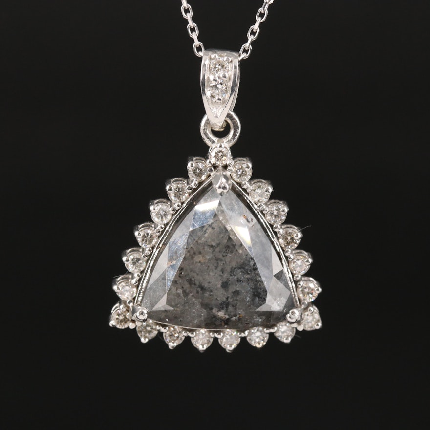 Platinum 7.68 CTW Diamond Pendant on 14K Necklace