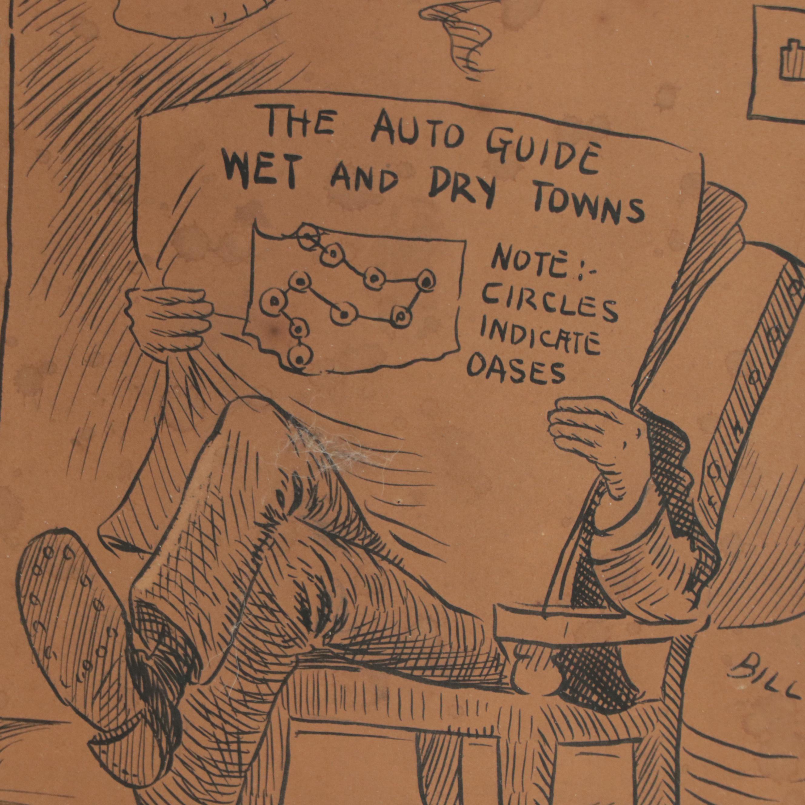 Political Comic Style Ink Drawing